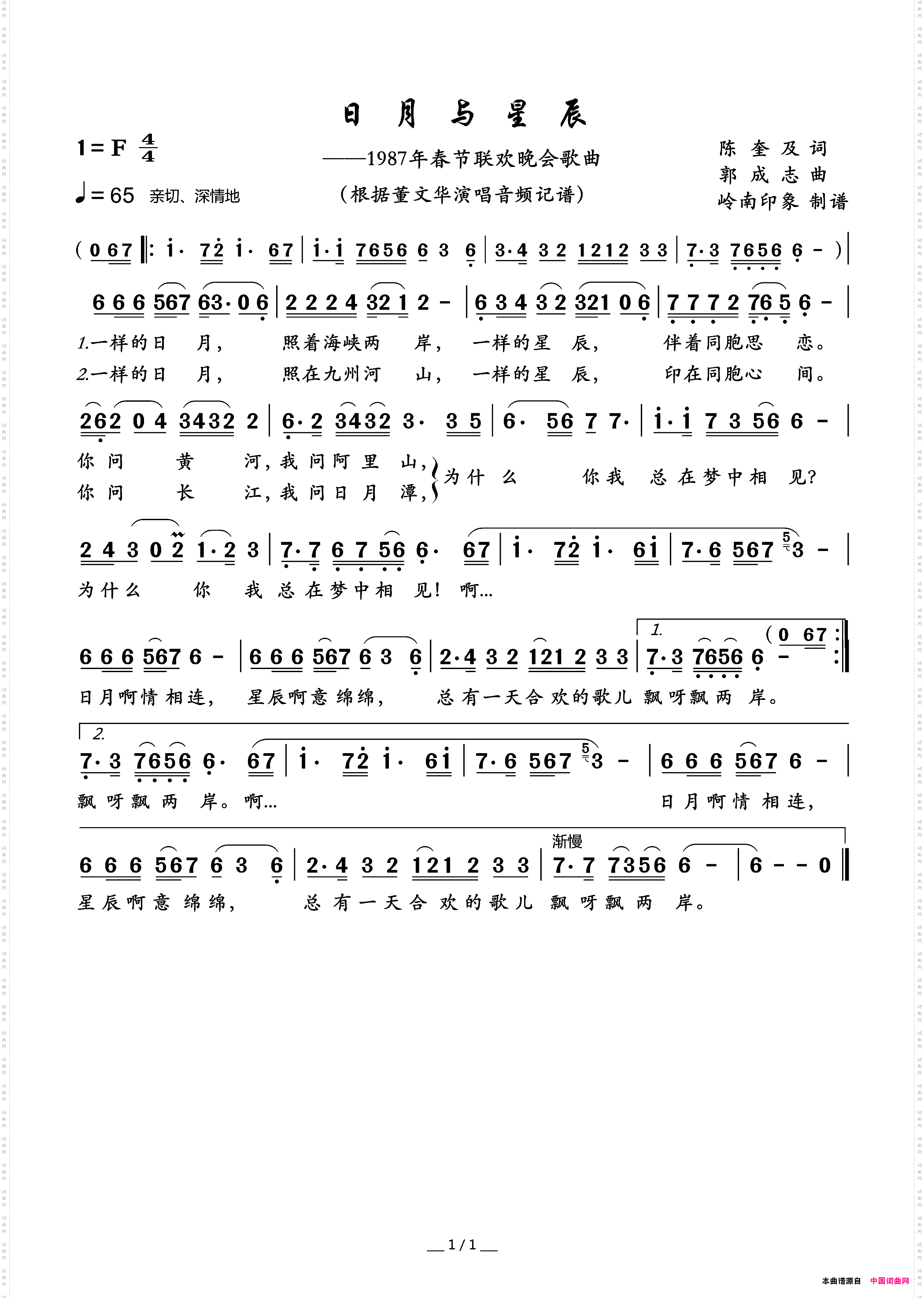 日月与星辰1987年春节联欢晚会歌曲