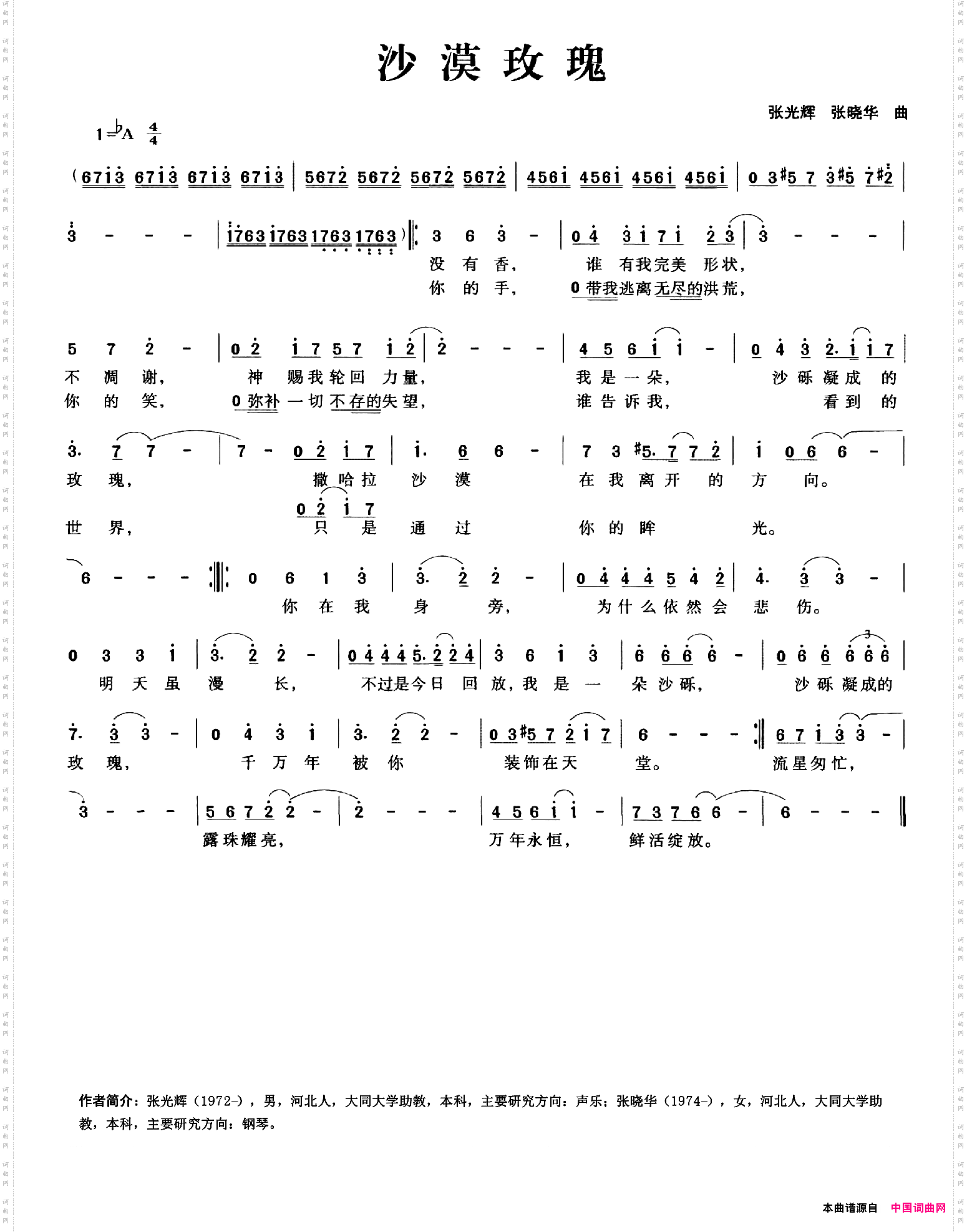 沙漠玫瑰张光辉词张晓华曲_沙漠玫瑰张光辉词 张晓华曲