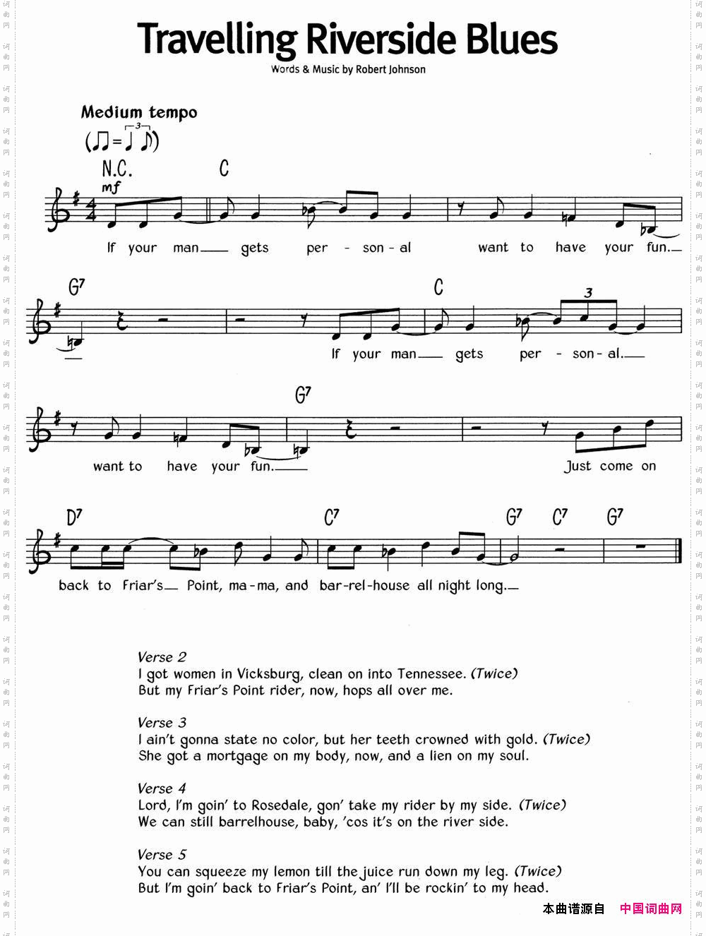 蓝调音乐：TravellingRiversideBlues