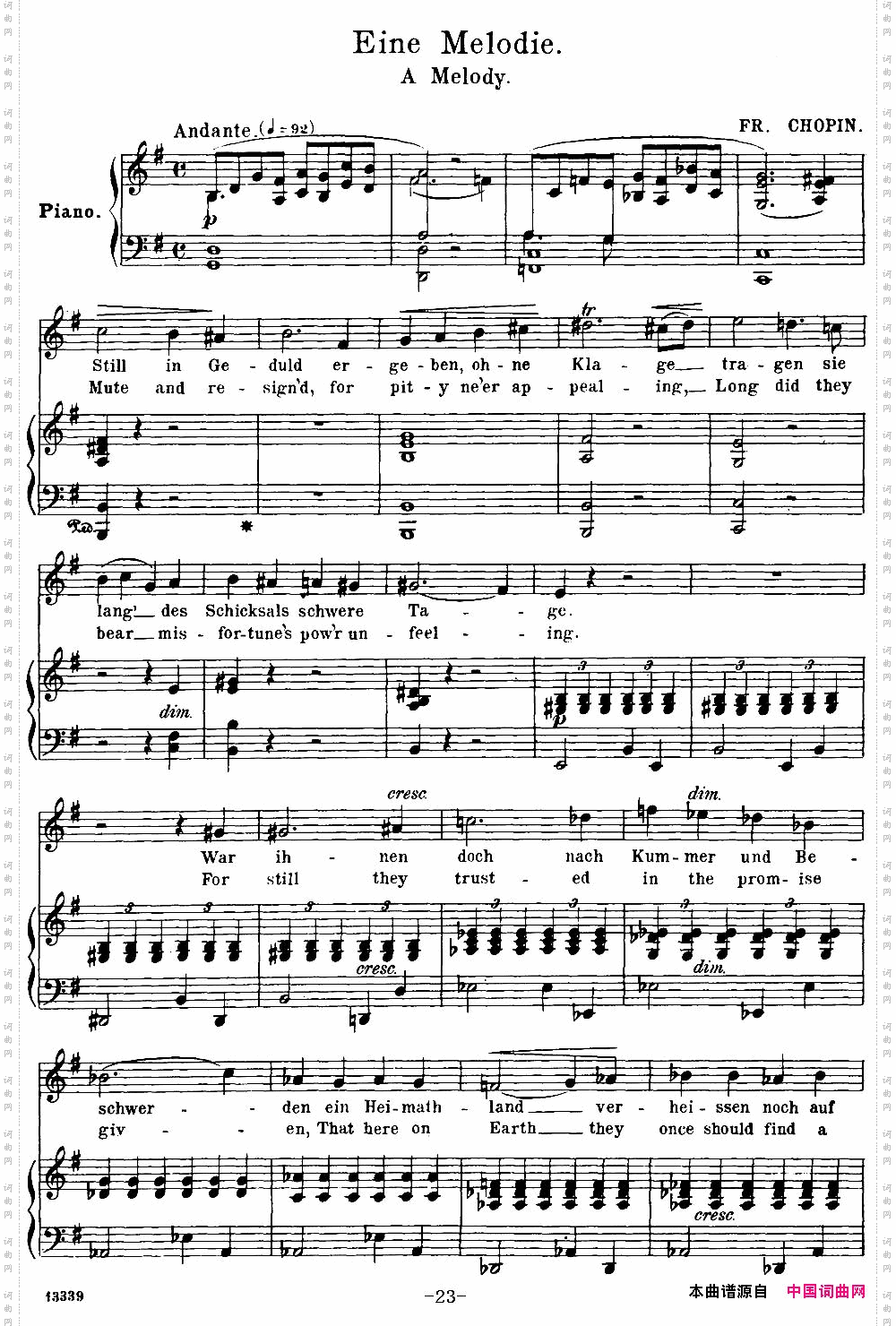 Chopin-17PolishSongsOp.74,No.9EineMelodie.AMelody.钢琴伴奏谱_Chopin-17 Polish Songs Op.74,No.9Eine Melodie. A Melody.钢琴伴奏谱