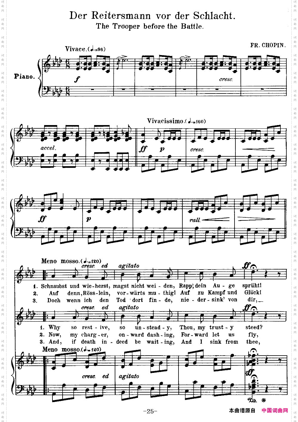 Chopin-17PolishSongsOp.74,No.10DerReitersmannvorderSchlacht.TheTrooper钢琴伴奏谱_Chopin-17 Polish Songs Op.74,No.10Der Reitersmann vor der Schlacht. The Trooper钢琴伴奏谱
