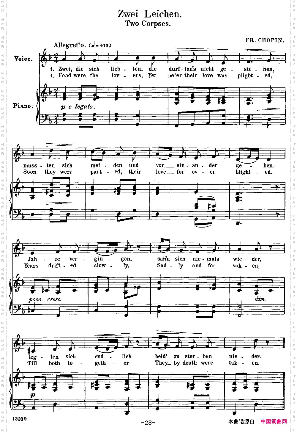 Chopin-17PolishSongsOp.74,No.11ZweiLeichen.TwoCorpses.钢琴伴奏谱_Chopin-17 Polish Songs Op.74,No.11Zwei Leichen. Two Corpses.钢琴伴奏谱