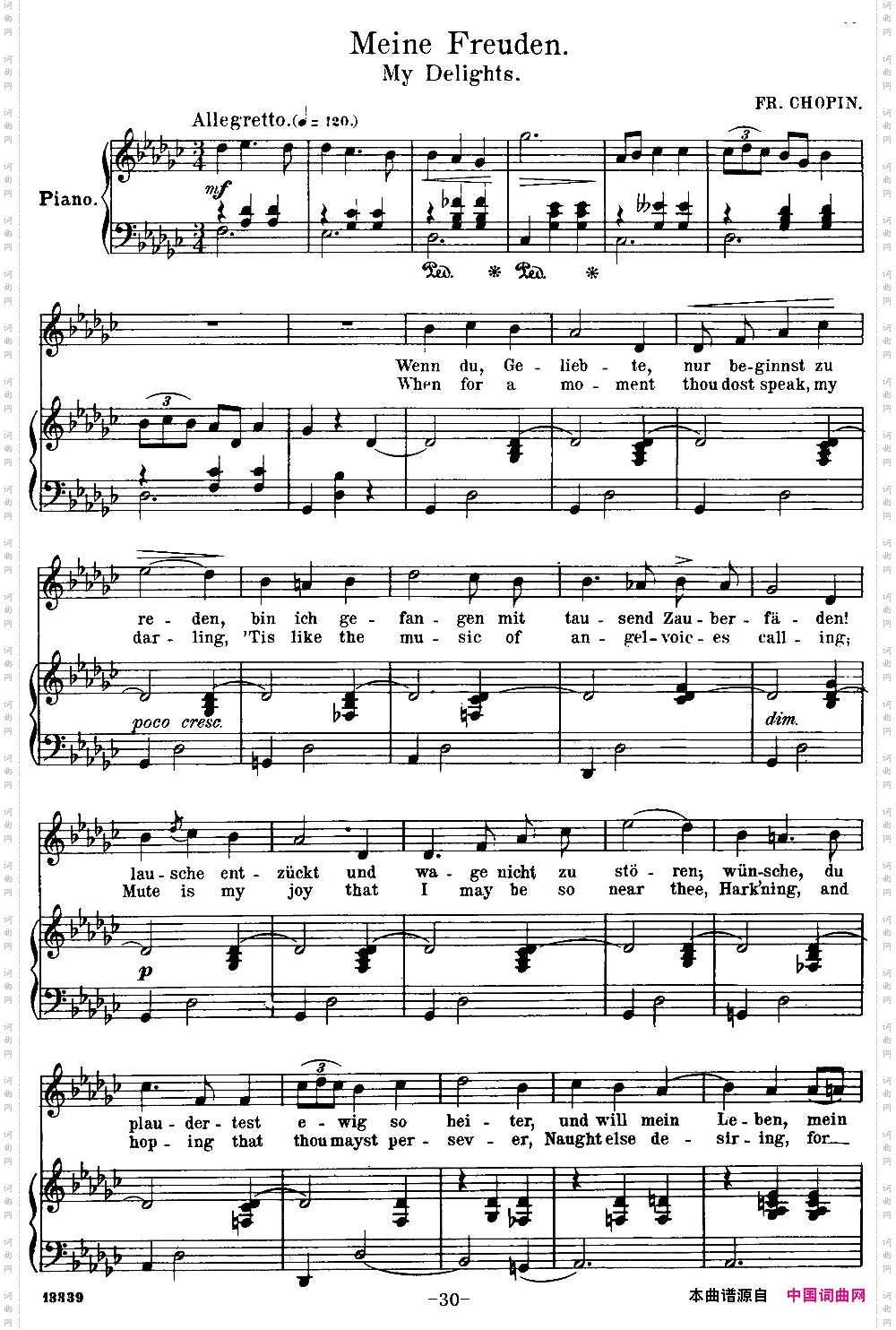 Chopin-17PolishSongsOp.74，No.12MeineFreuden.MyDelights.钢琴伴奏谱_Chopin-17 Polish Songs Op.74，No.12Meine Freuden. My Delights.钢琴伴奏谱
