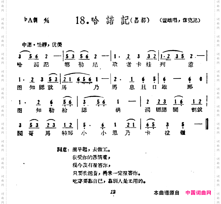 藏族民歌舞曲选：哈诺记