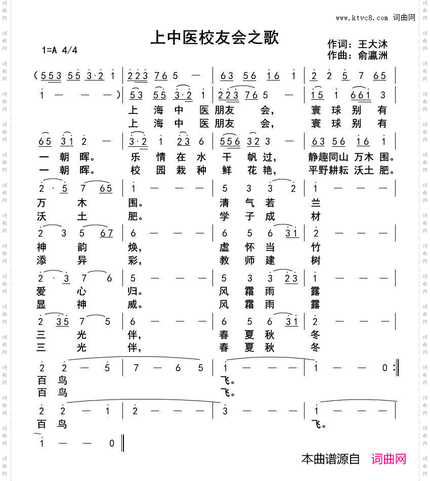 上中医校友之歌