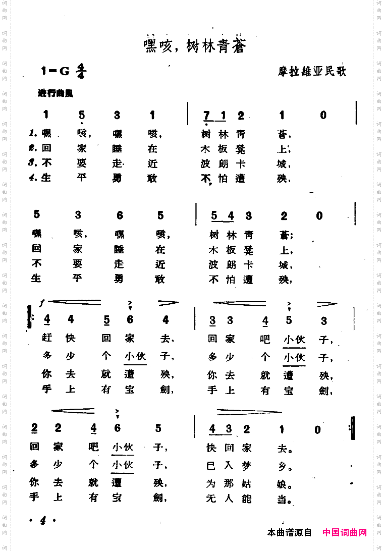 [捷]嘿咳，树林青苍