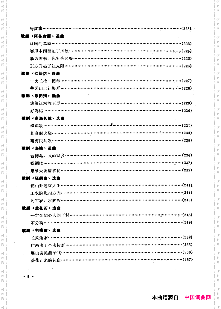 中国歌剧选曲集封面目录34页