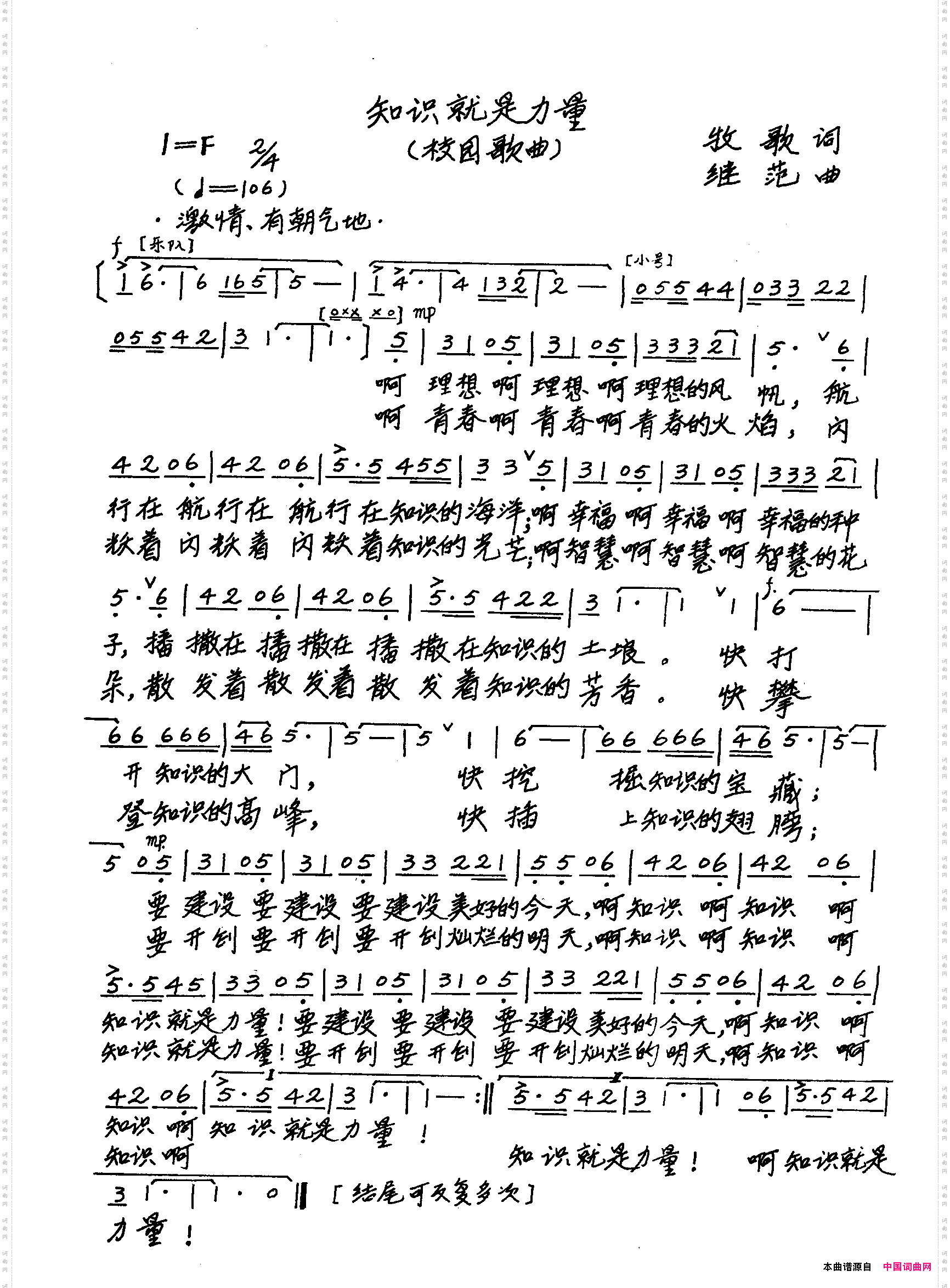 知识就是力量_校园歌曲