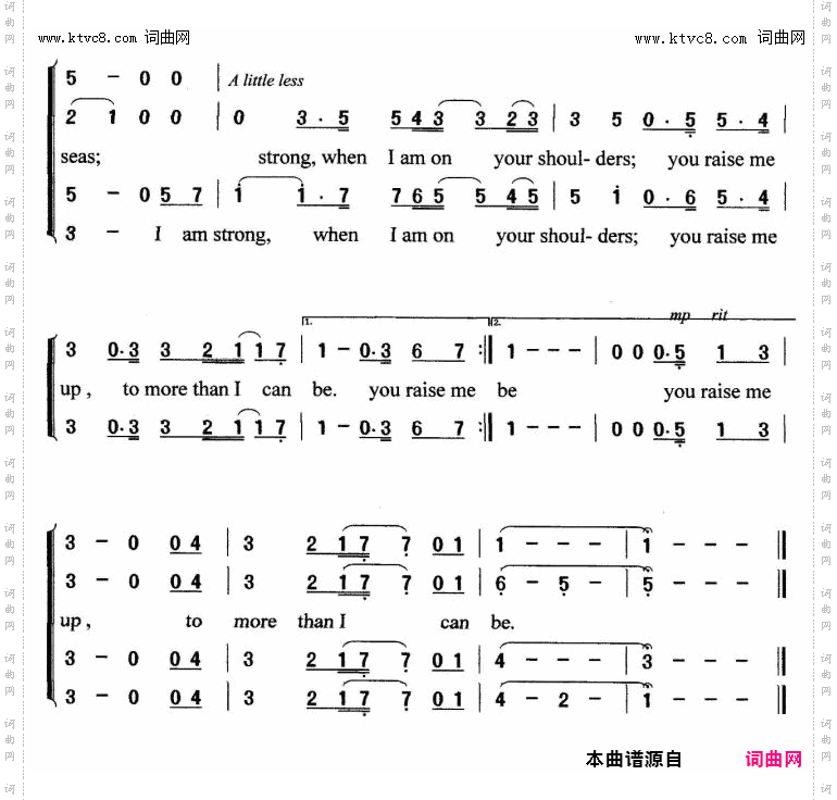 You Raise Me Up 你鼓舞了我_合唱版