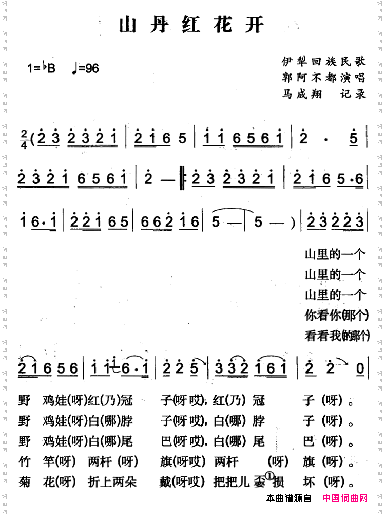 山丹红花开伊犁回族民歌