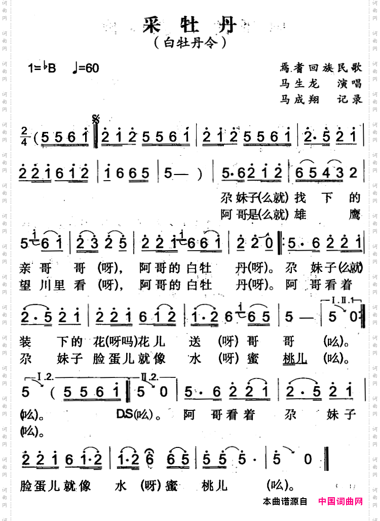 采牡丹焉耆回族民歌
