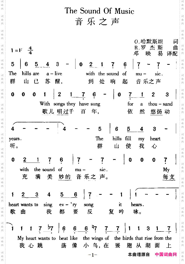 TheSoundOfMusic音乐之声中外文对照_The Sound Of Music 音乐之声中外文对照