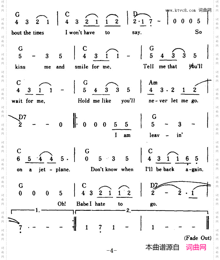 【美】LeavingOnAJetPlane乘喷气机离去