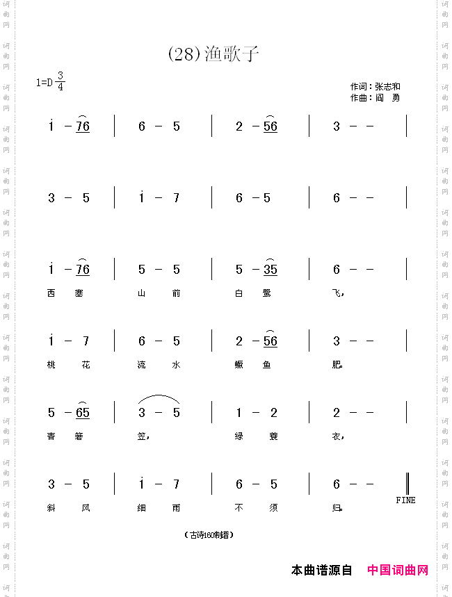 渔歌子西塞山前白鹭飞
