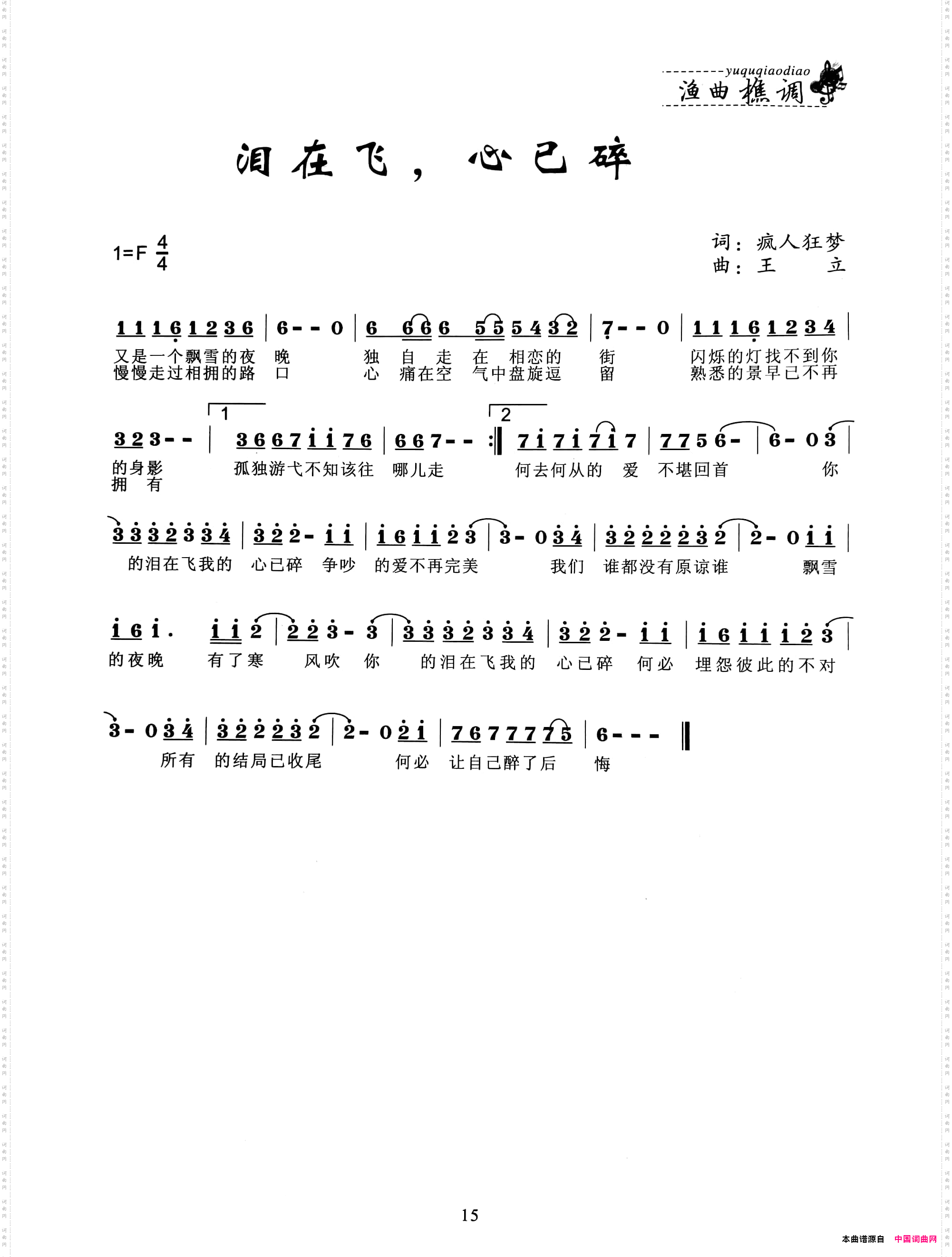 泪在飞，心已碎