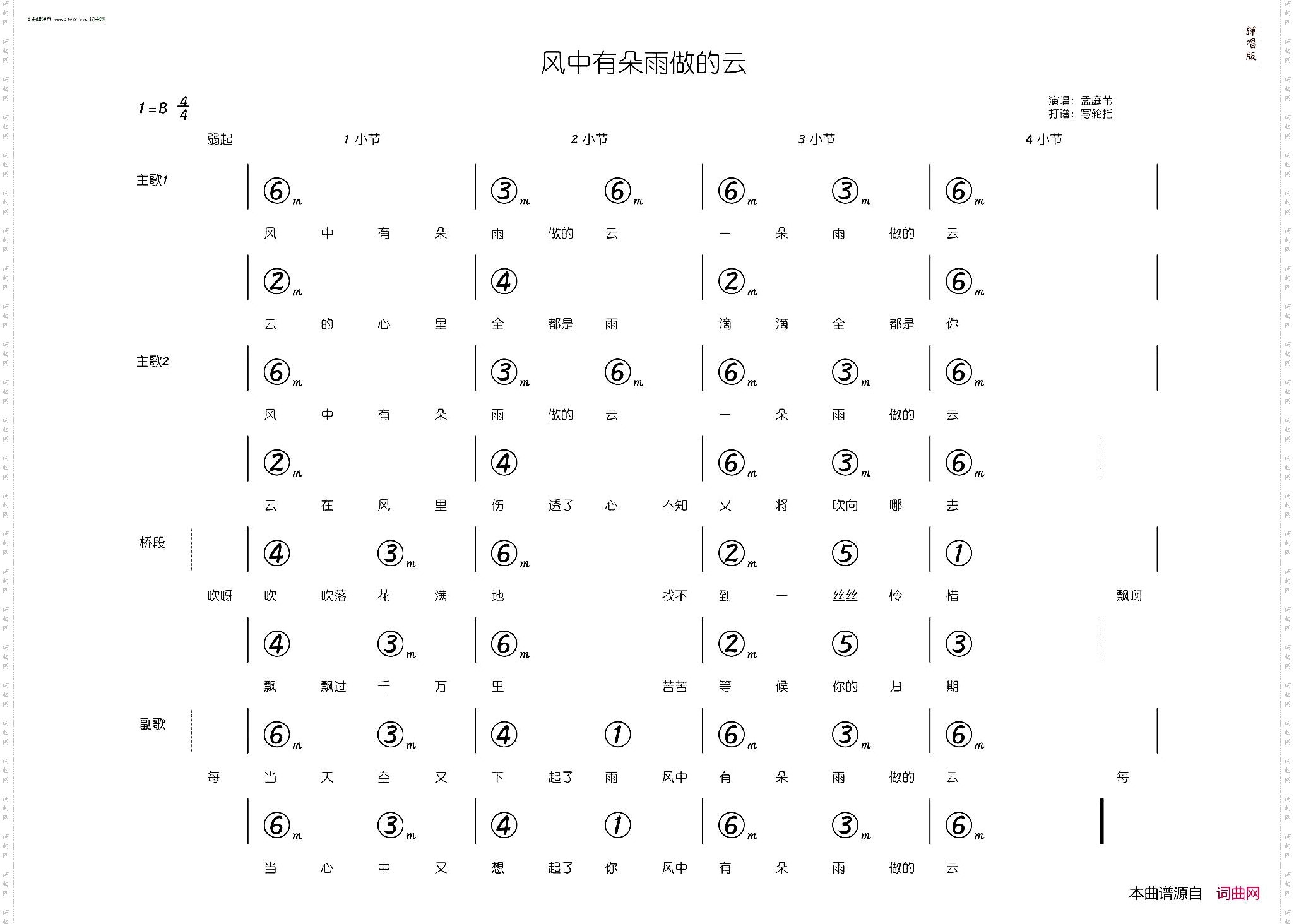 风中有朵雨做的云_简和谱