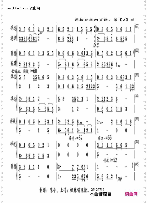 祖国啊，你在我们的追梦里弹拨_和弦谱三〖130〗