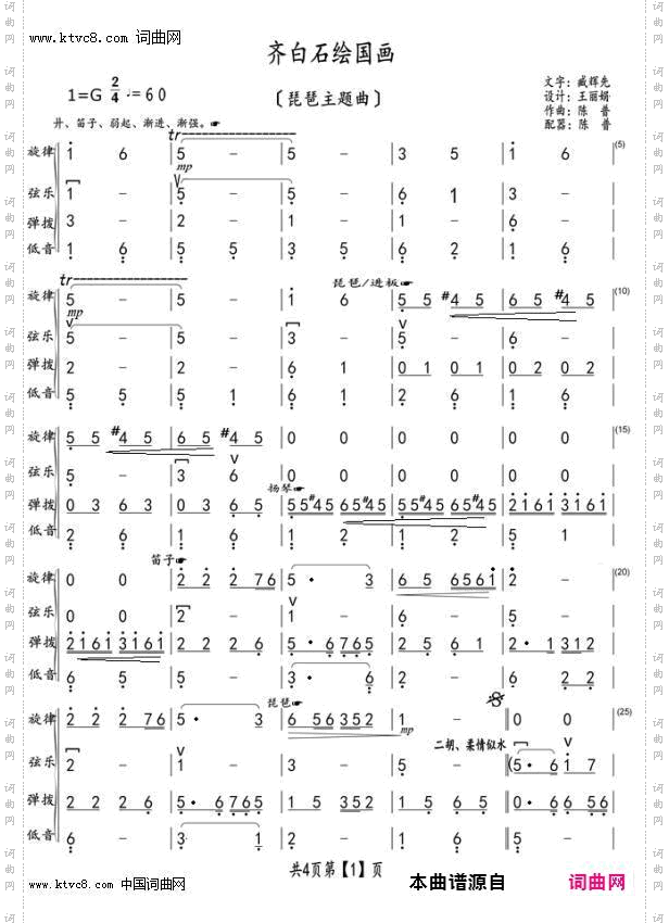《齐白石绘国画(臧辉先首唱版)》简谱 臧辉先作词 陈普作曲 臧辉先演唱 哈尔滨星燿婵娟女子乐团演唱 王丽娟编曲  第2页
