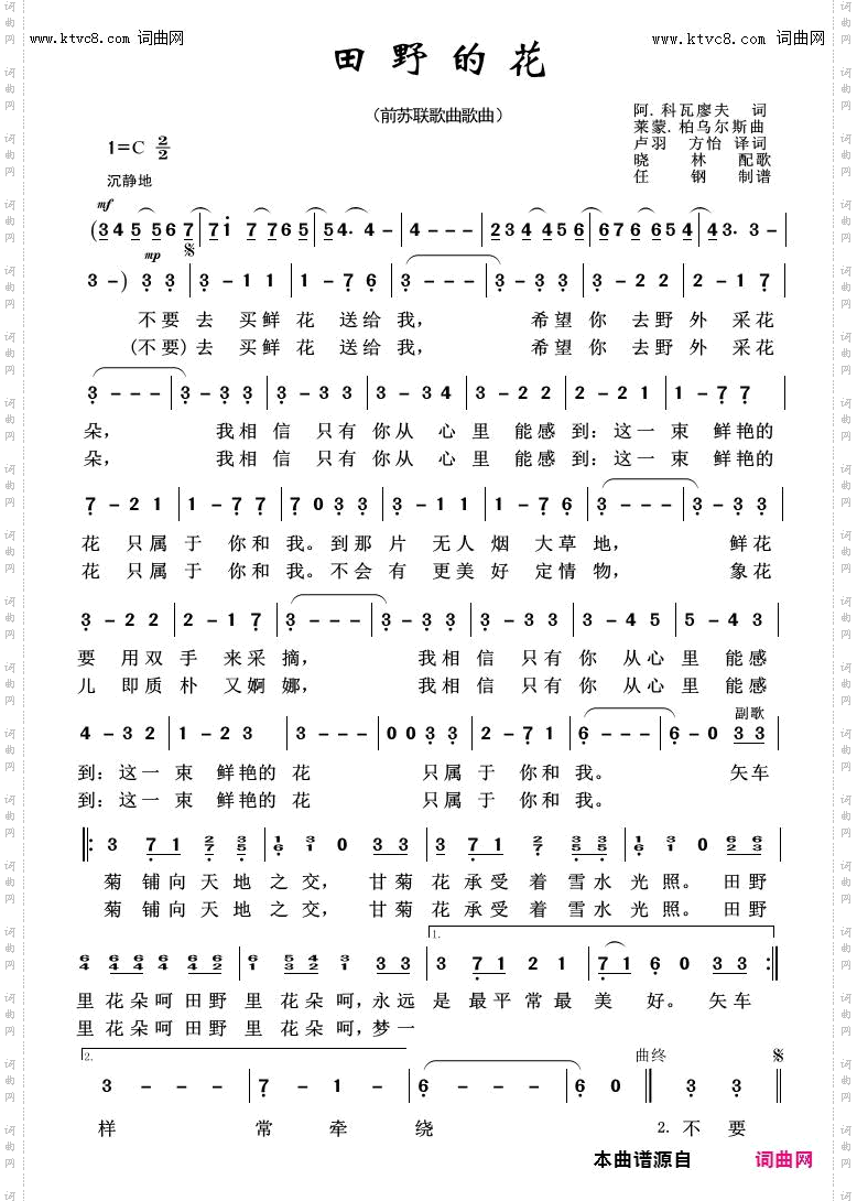 田野的花_外国歌曲100首