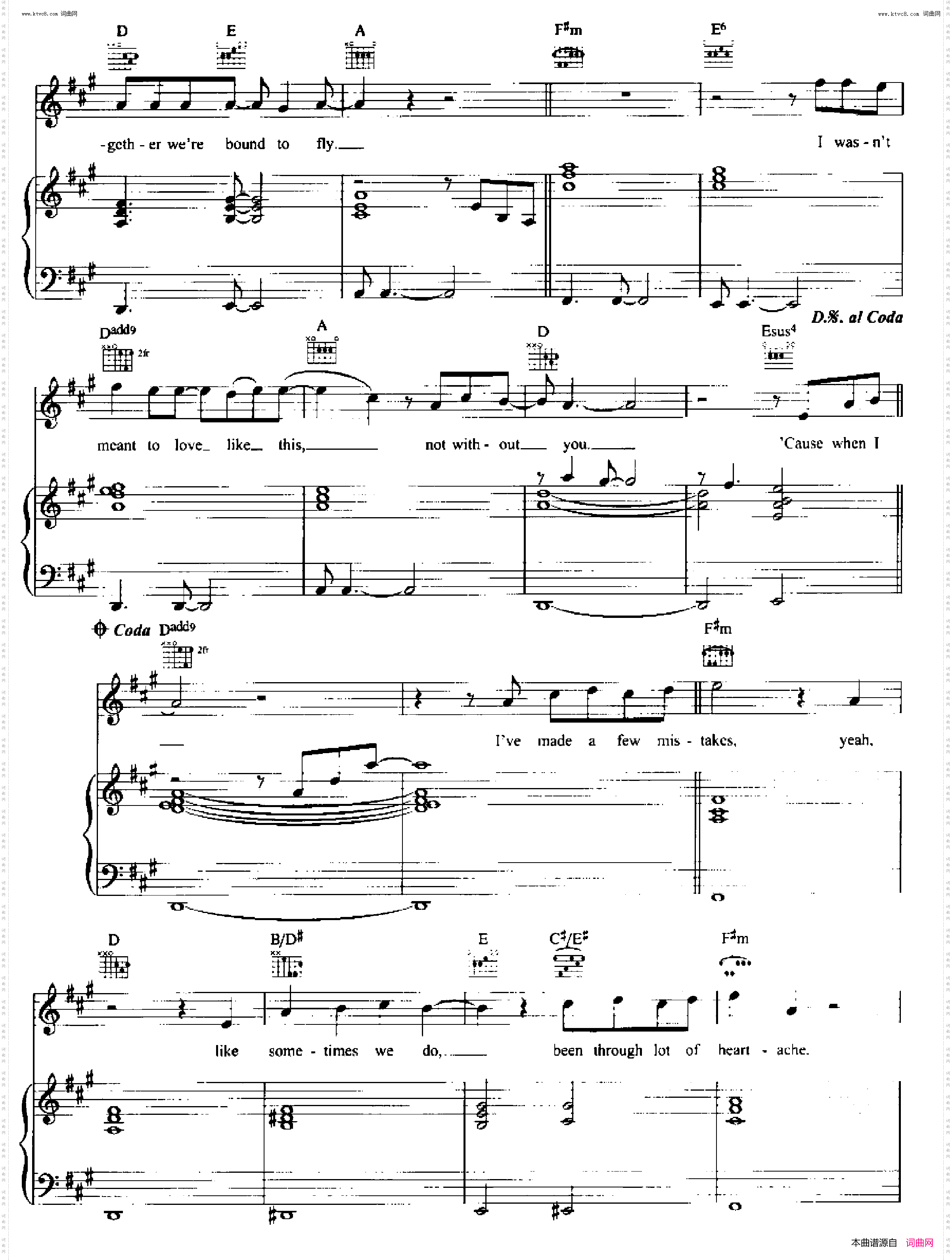 Written In The Stars_歌曲 人声吉他钢琴谱