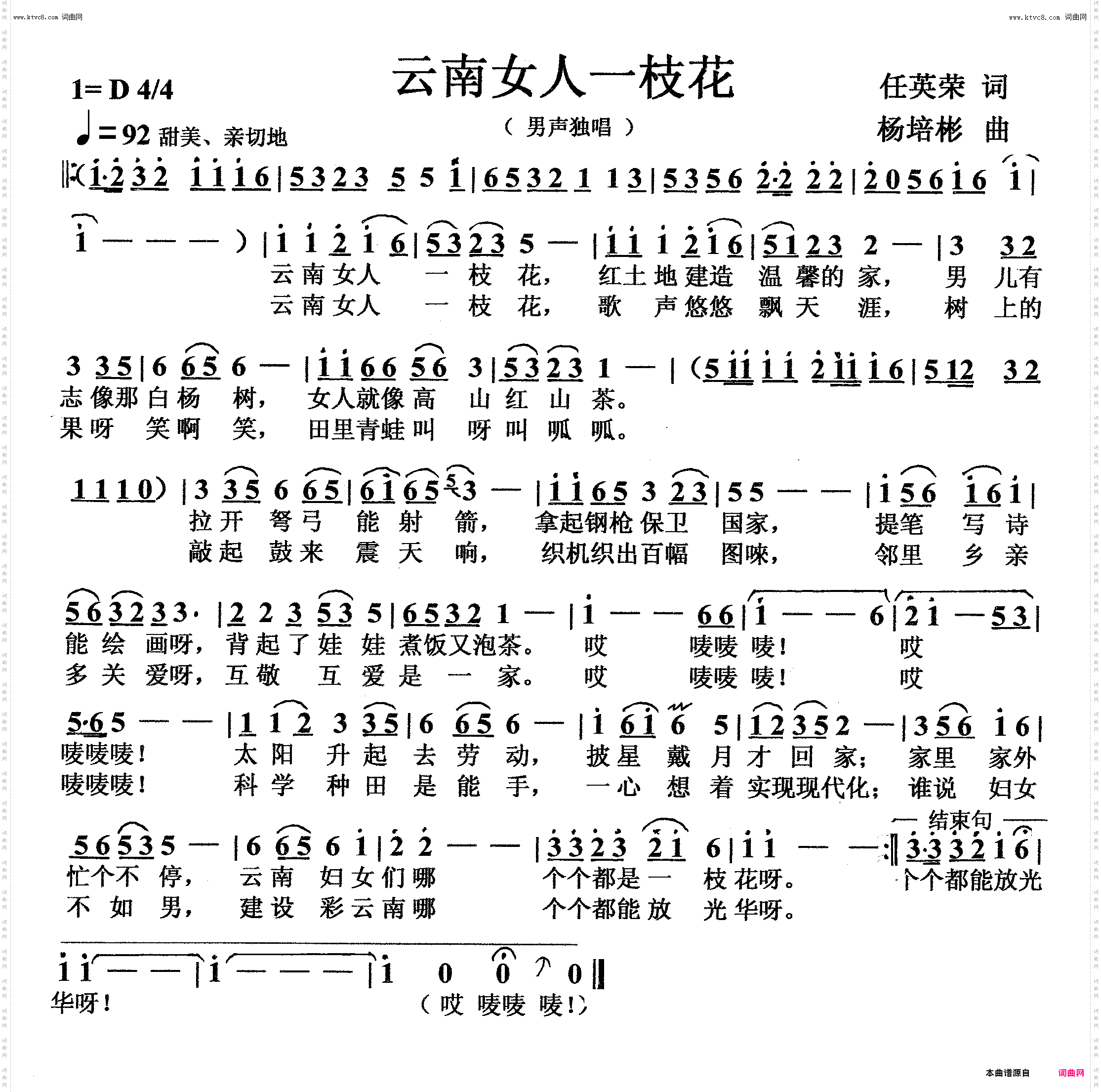 云南女人一枝花_男声独唱