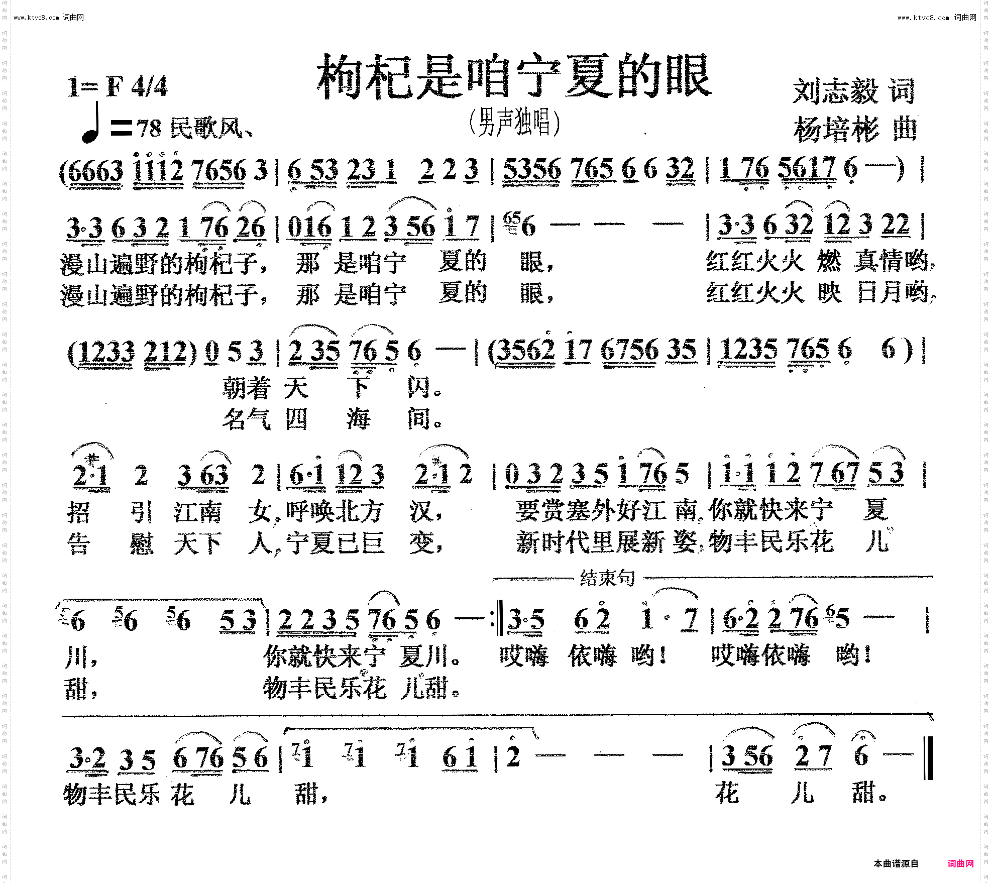 枸杞是咱宁夏的眼_男声独唱