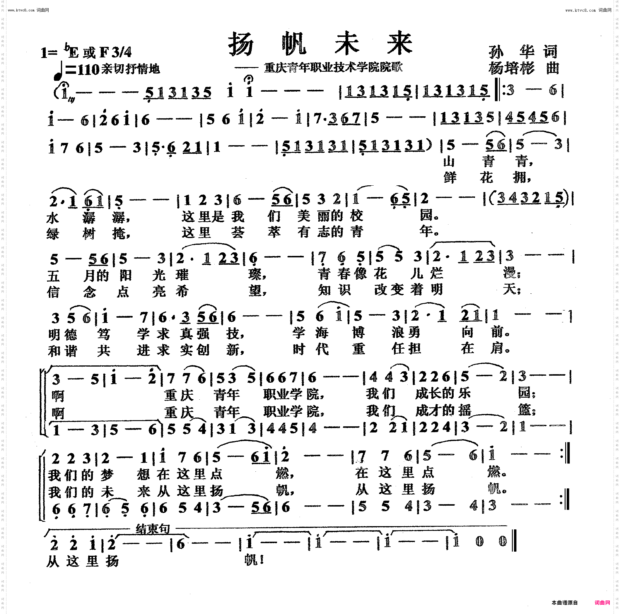 扬帆未来_职业技术学院院歌