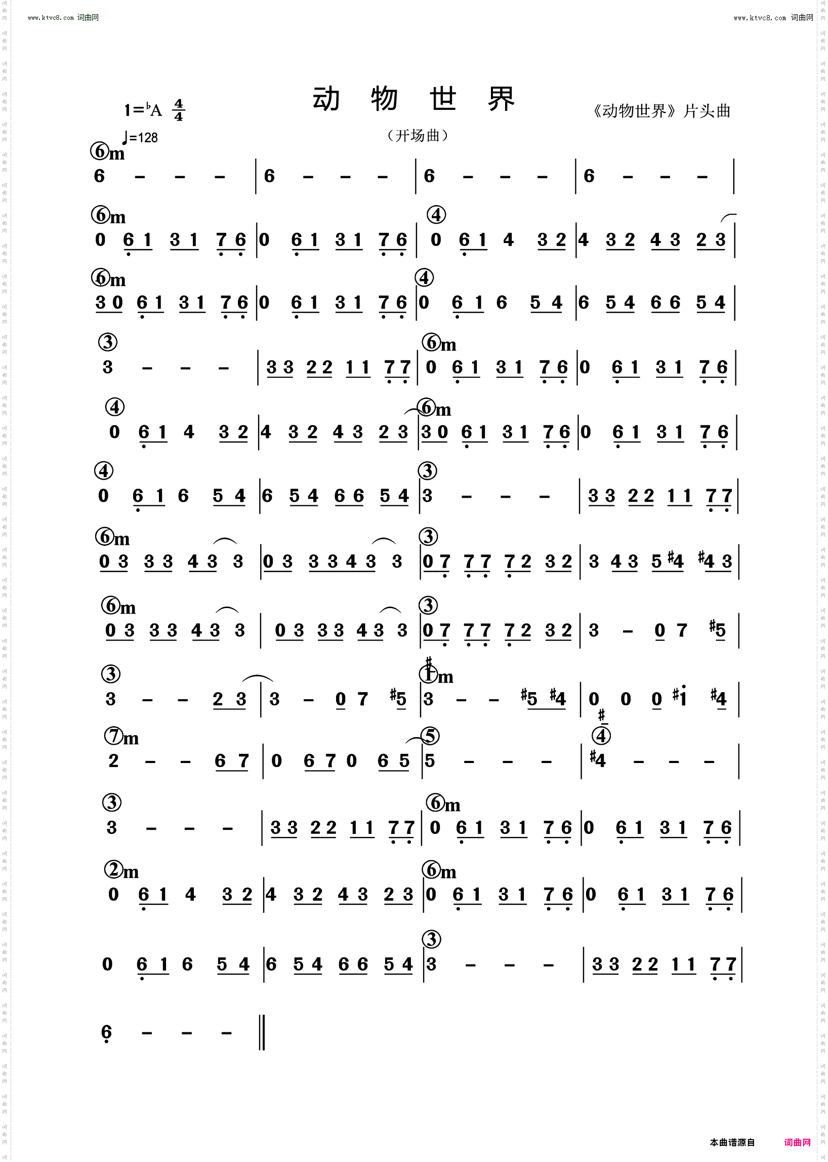 动物世界_《志愿者颂歌》片头曲 开场白