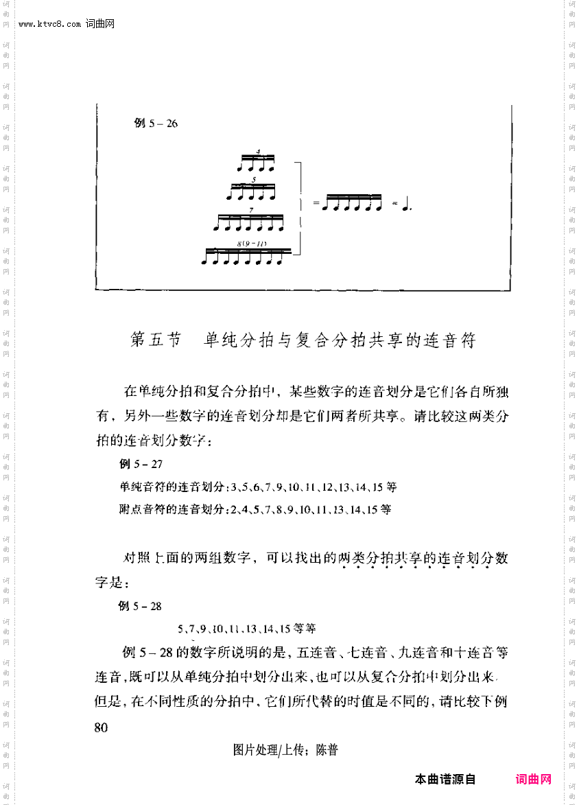 其他曲谱_第五章分拍与连音第80页单纯分拍与复合分拍和连音符