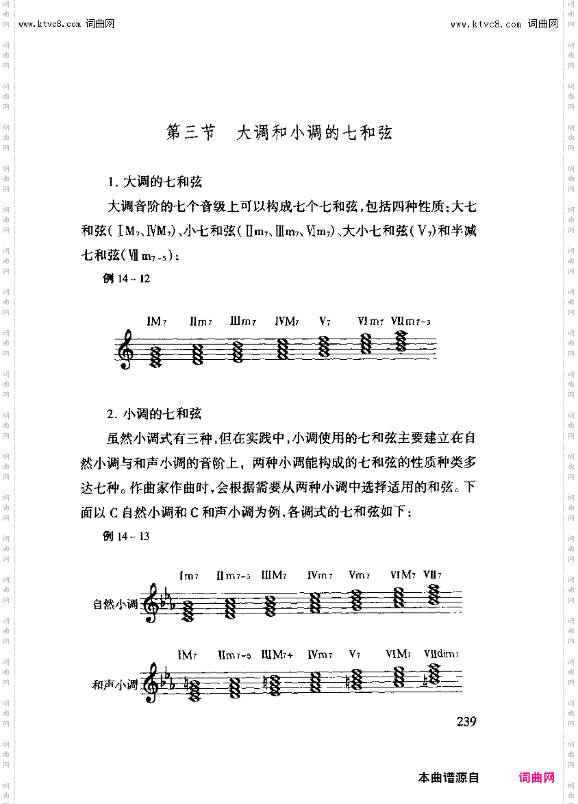 其他曲谱_第十四章和弦之第三节大调和小调七弦第239页