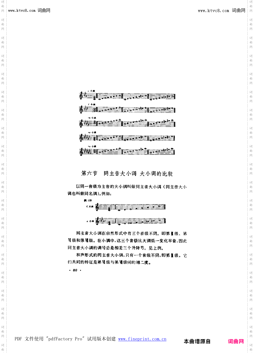 其他曲谱_第6章-大调式与小调式第80页第6节；同主音大小调，大小调的比较
