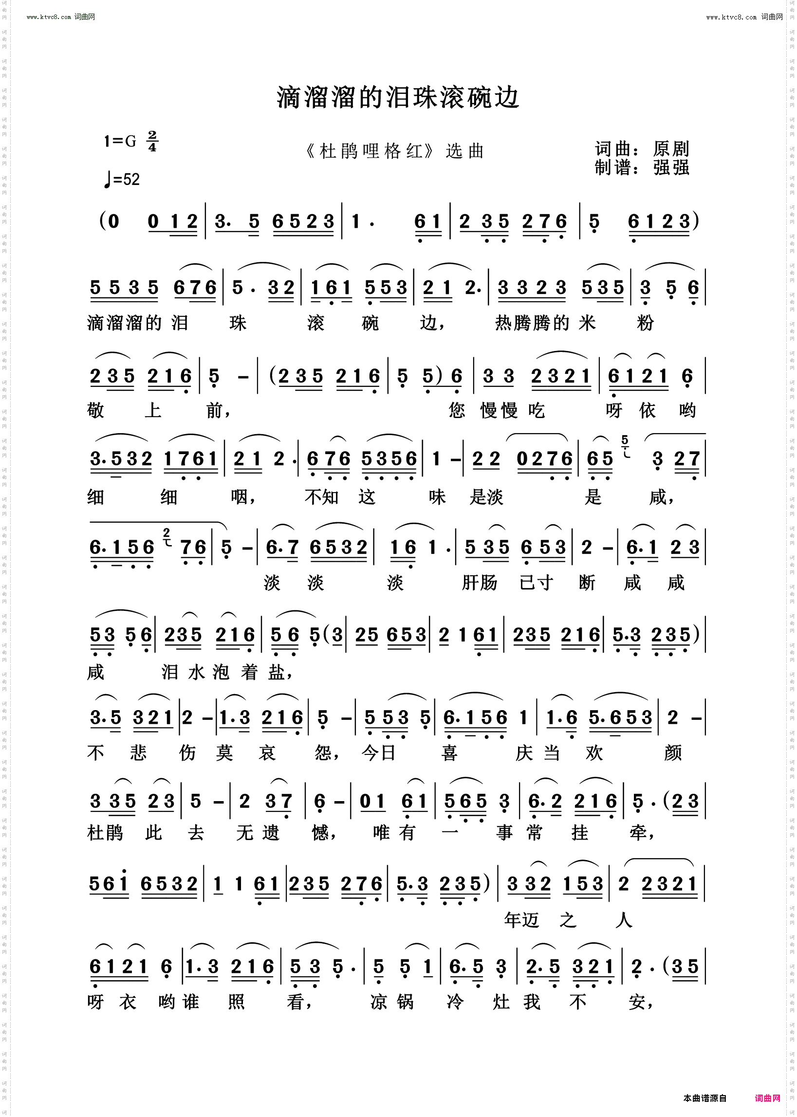 滴溜溜的泪珠滚碗边_《杜鹃哩格红》选曲