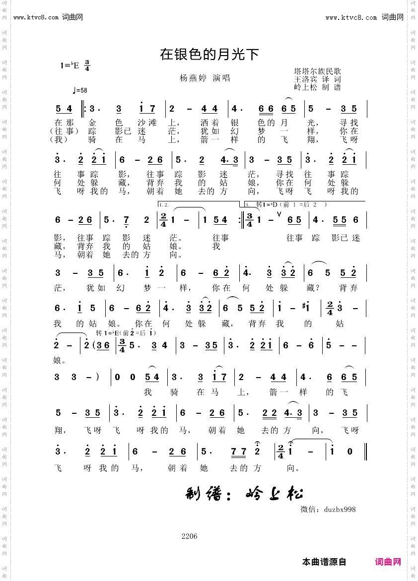 在银色的月光下