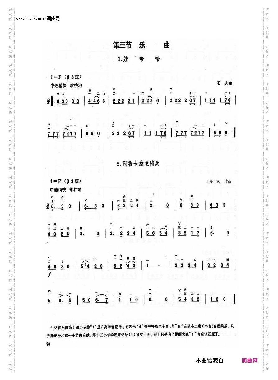其他曲谱_第9章F调上，中把及换把练习。第70页/第3节F调乐曲