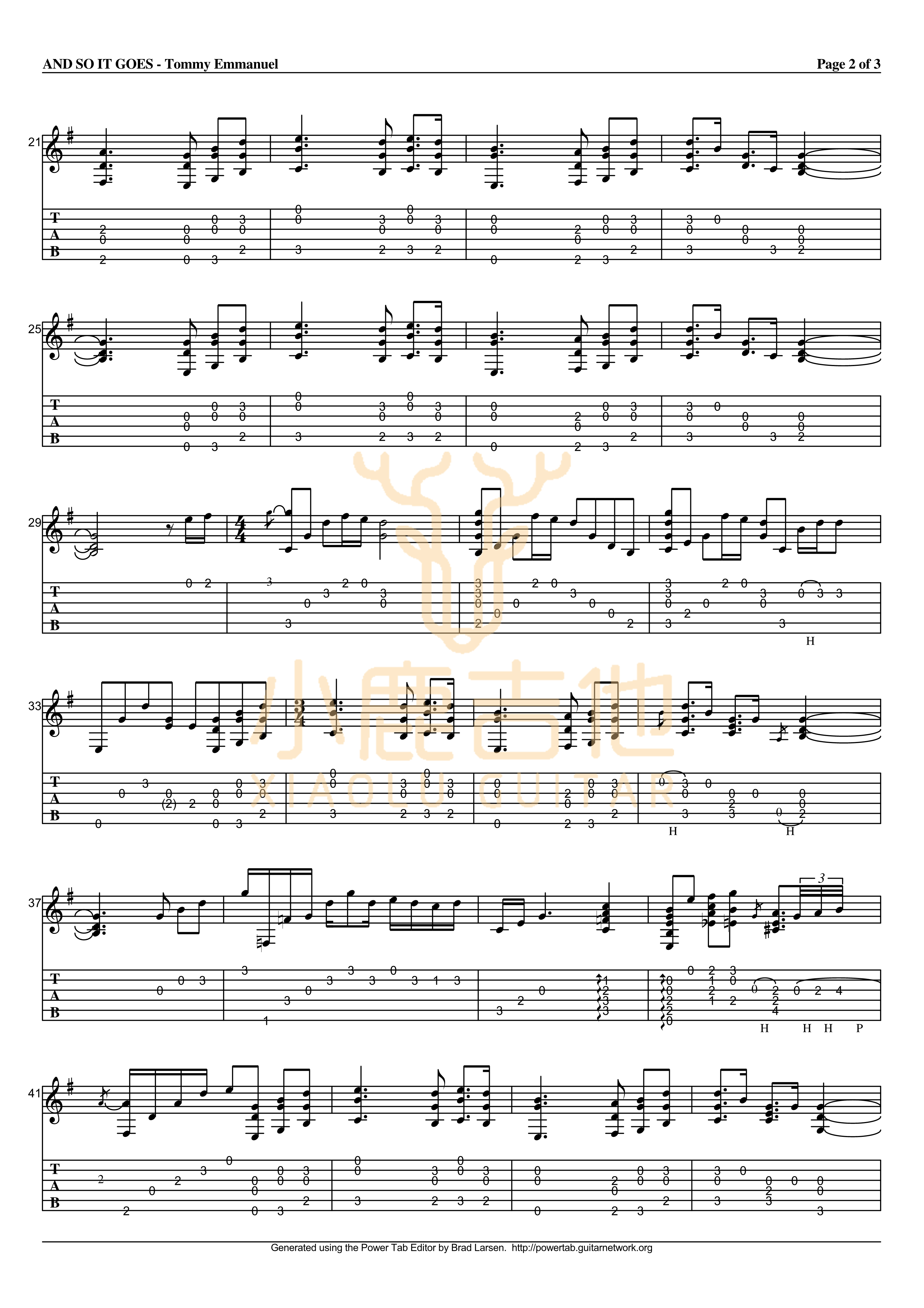 Tommy_Emmanuel_-_And_So_It_Goes拇指弹拨吉他六线谱_小鹿吉他制谱