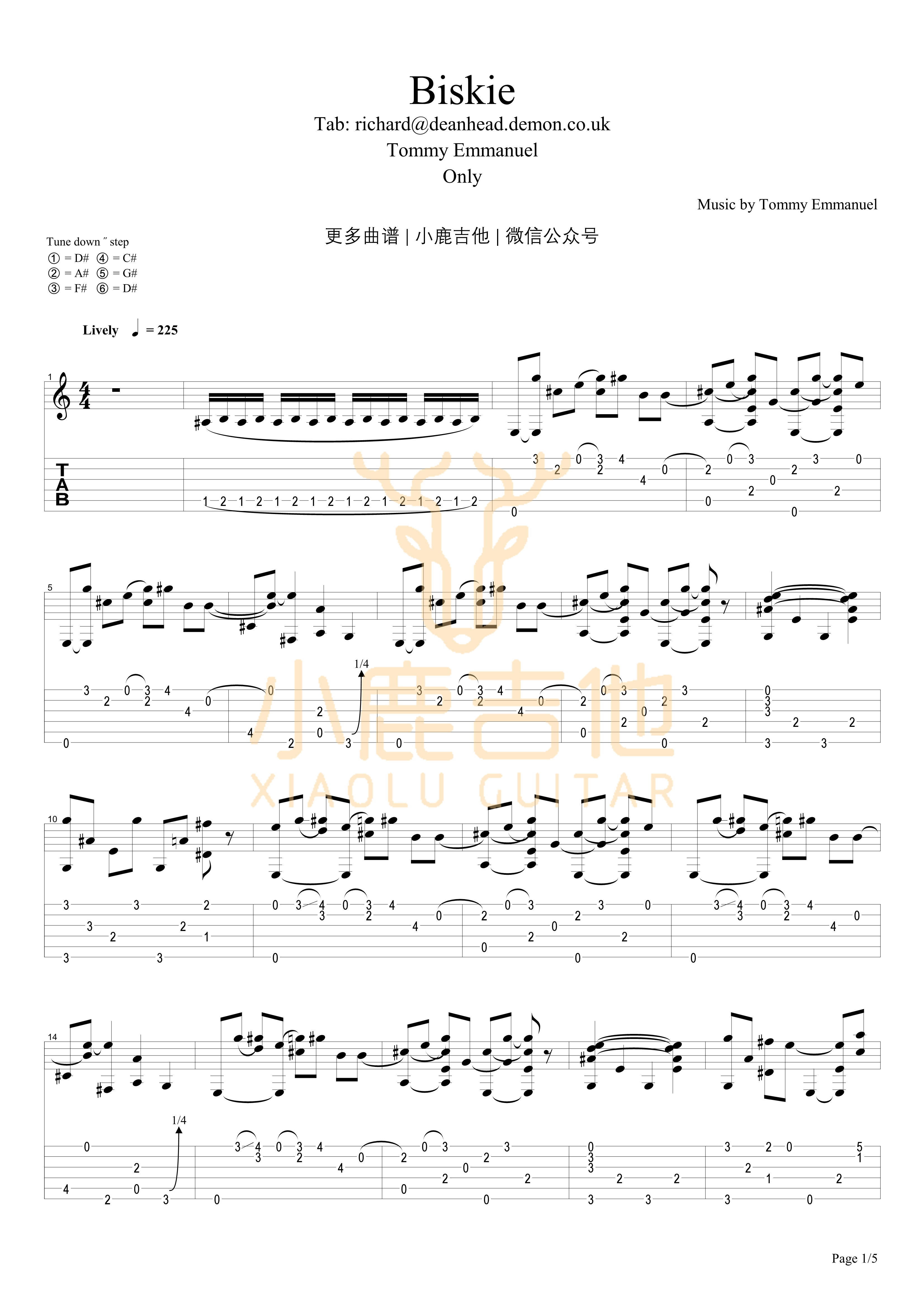 Tommy_Emmanuel_-_Biskie拇指弹拨吉他六线谱_小鹿吉他制谱