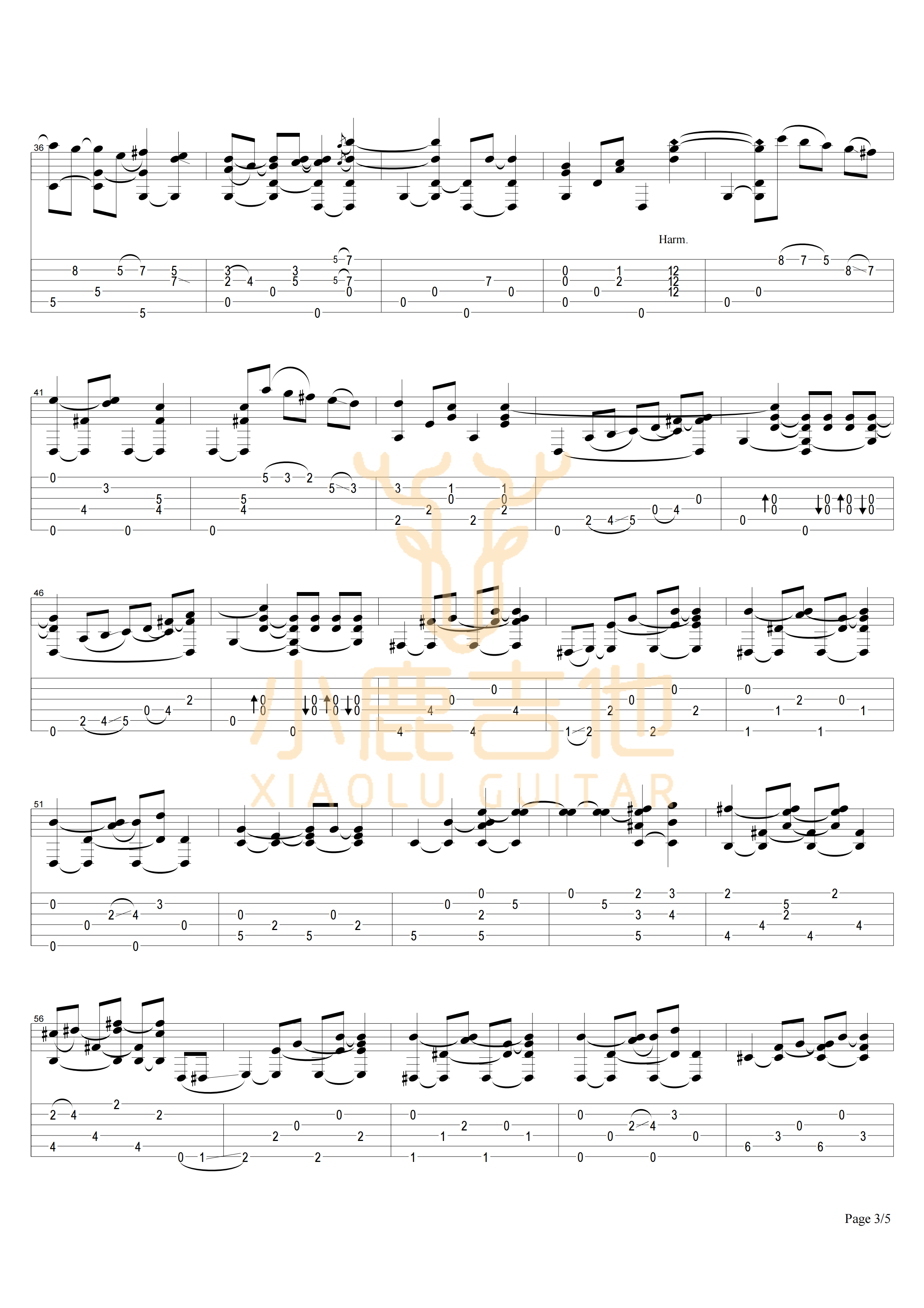 Tommy_Emmanuel_-_COWBOYS_DREAM拇指弹拨吉他六线谱_小鹿吉他制谱