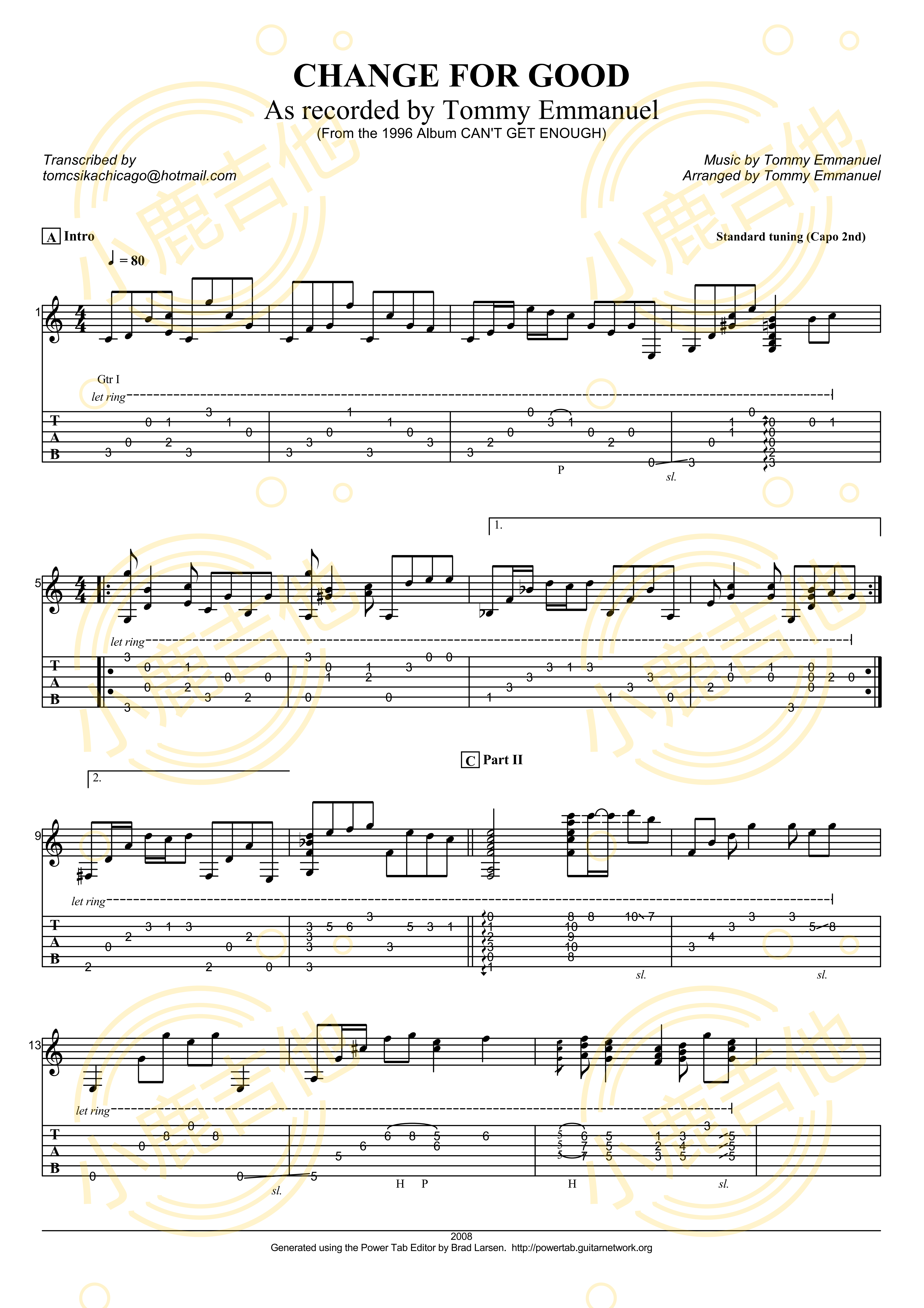 Tommy_Emmanuel_-_Change_For_Good拇指弹拨吉他六线谱_小鹿吉他制谱