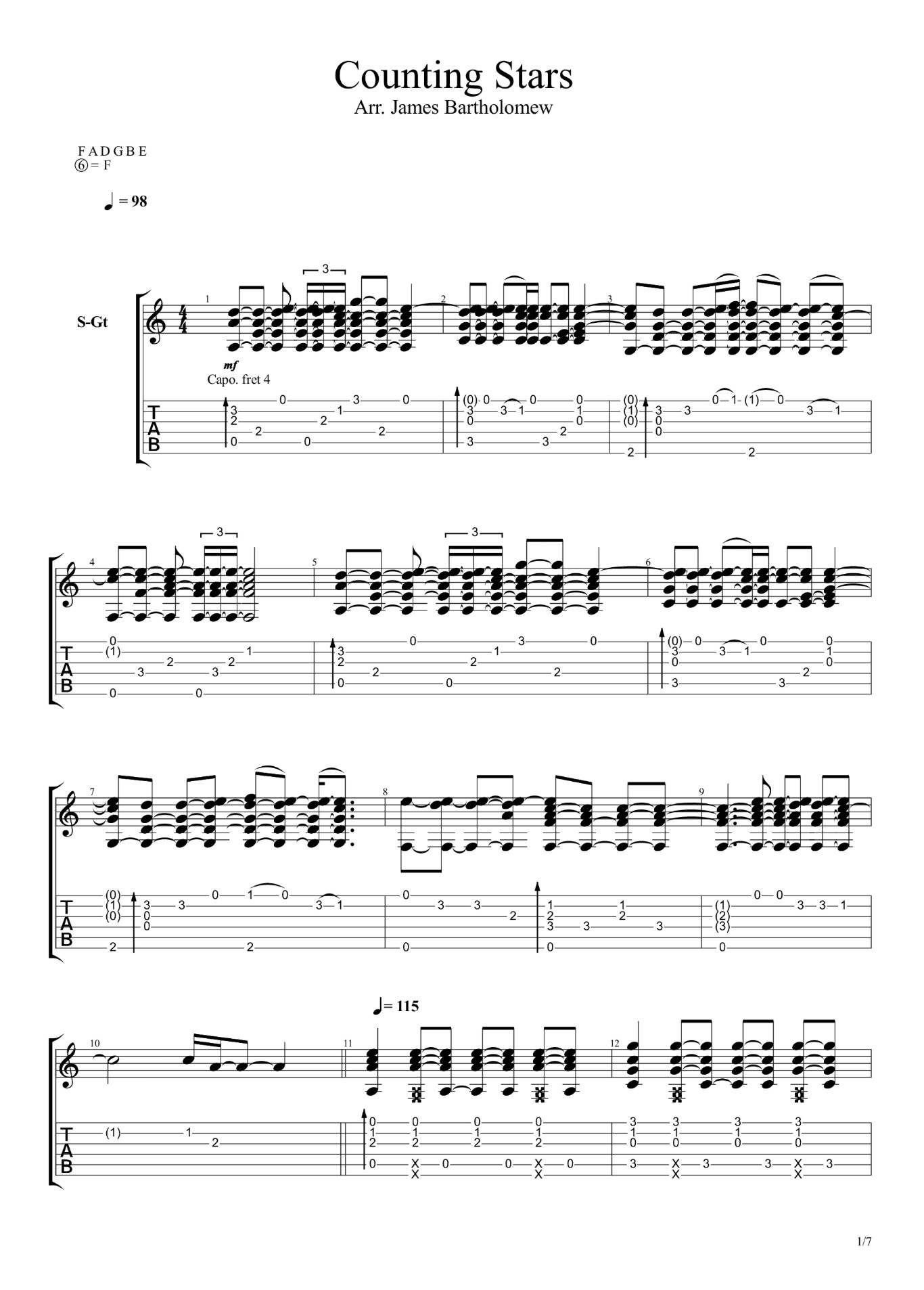 James_Bartholomew_Counting_Stars独奏谱_F调六线谱超清版