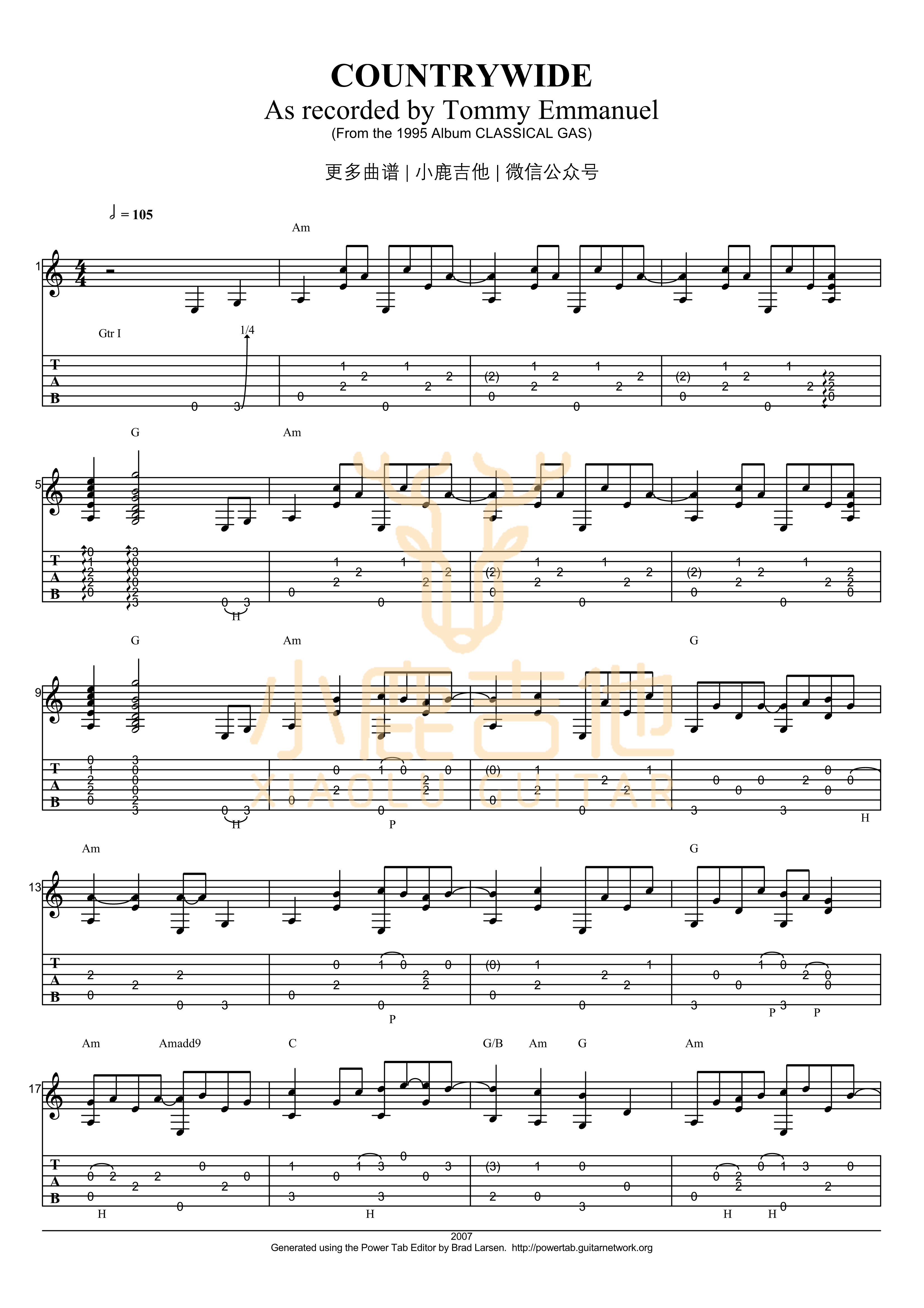 Tommy_Emmanuel_-_Countrywide拇指弹拨吉他六线谱_小鹿吉他制谱