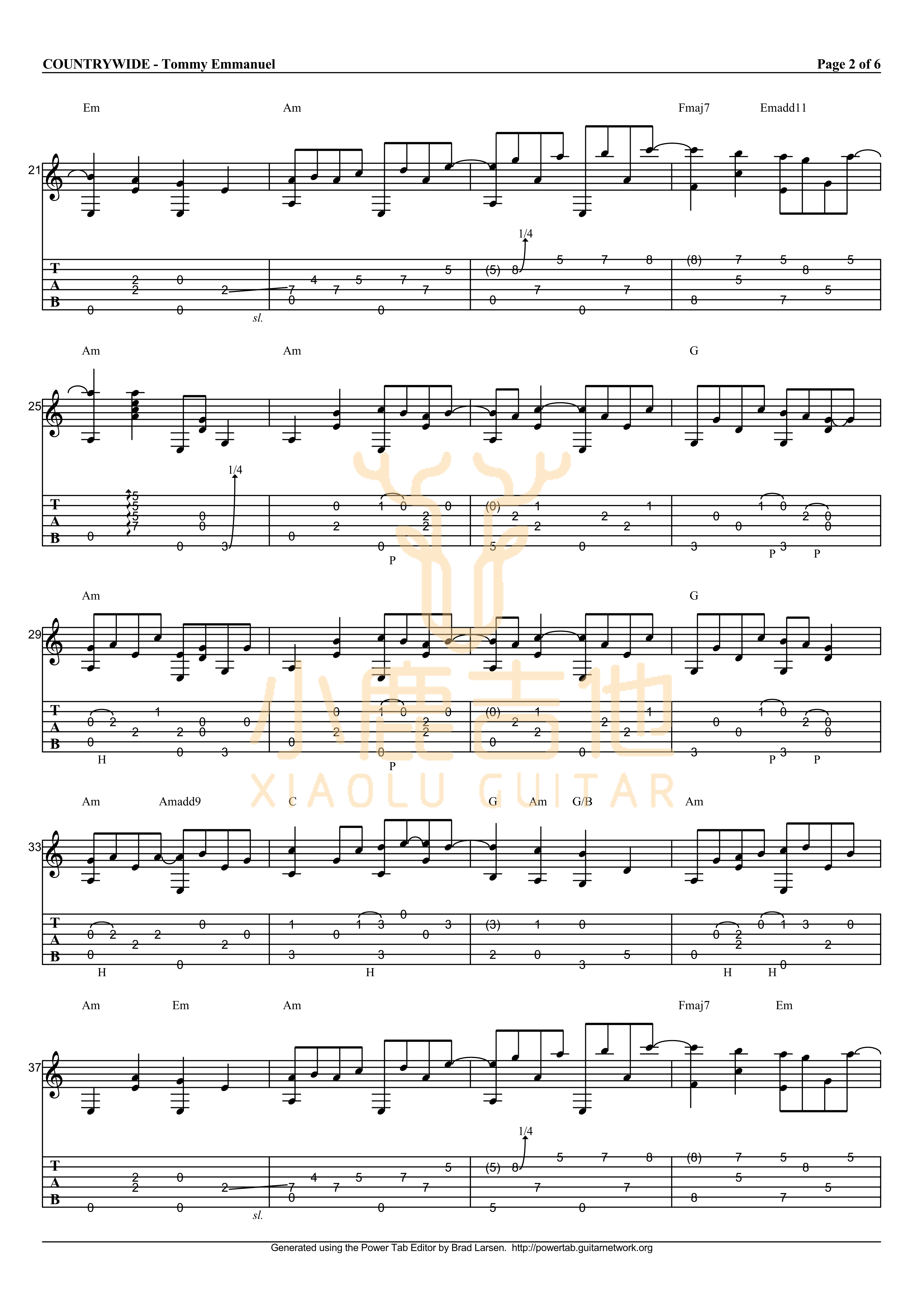 Tommy_Emmanuel_-_Countrywide拇指弹拨吉他六线谱_小鹿吉他制谱
