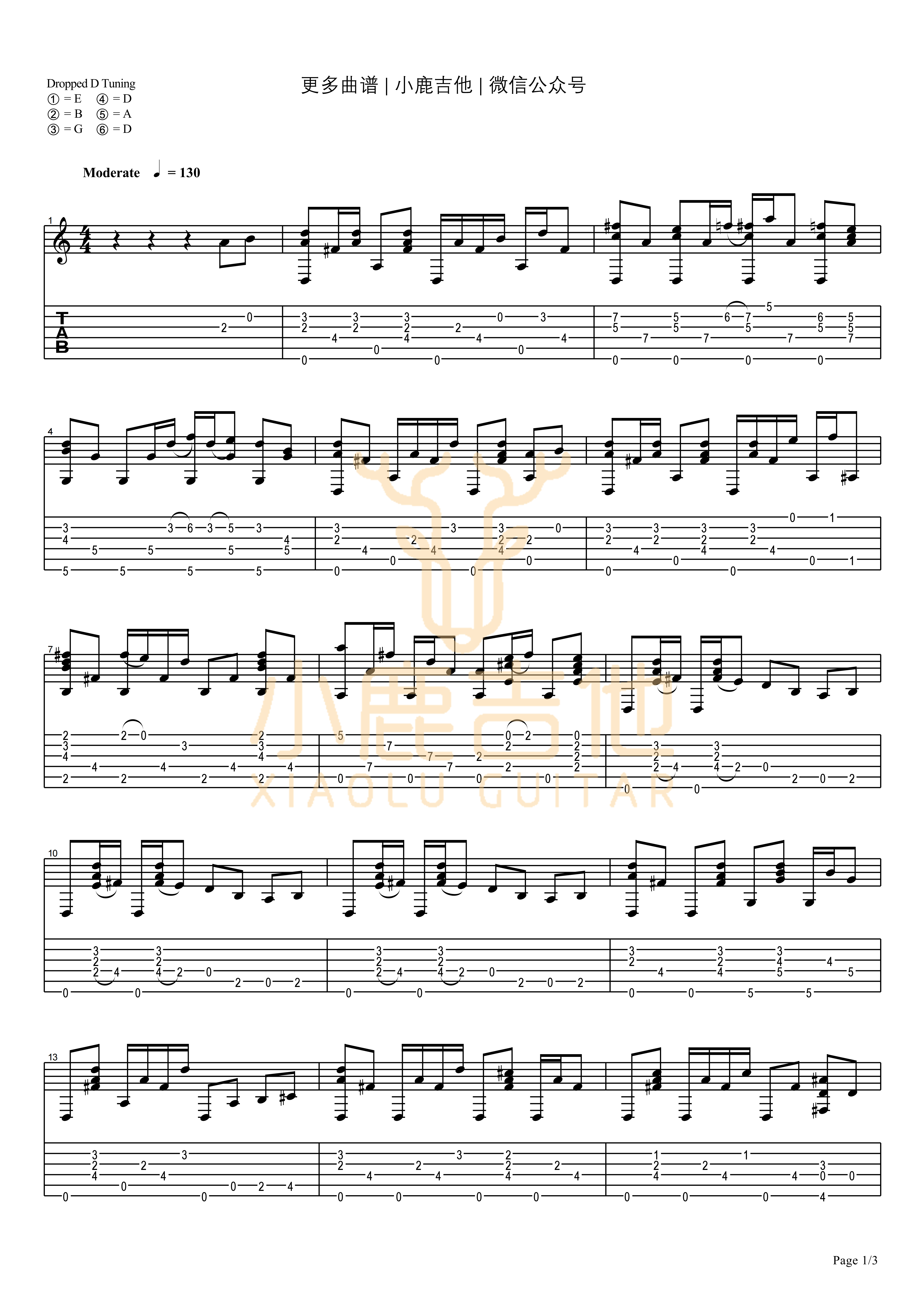 Tommy_Emmanuel-Do_I_Ever_Cross_Your_Mind拇指弹拨吉他六线谱_小鹿吉他制谱