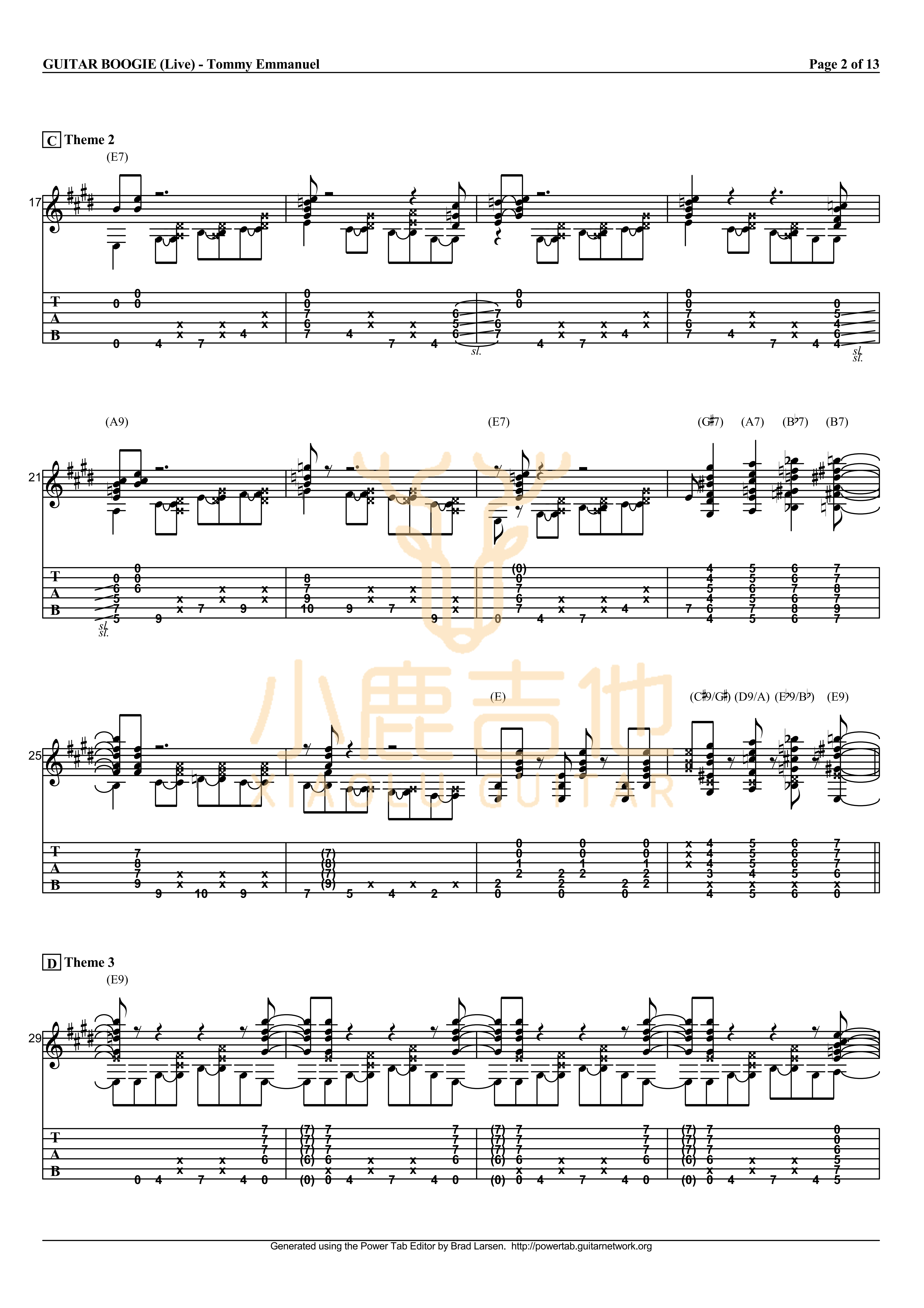 Tommy_Emmanuel_-_Guitar_Boogie拇指弹拨吉他六线谱_小鹿吉他制谱