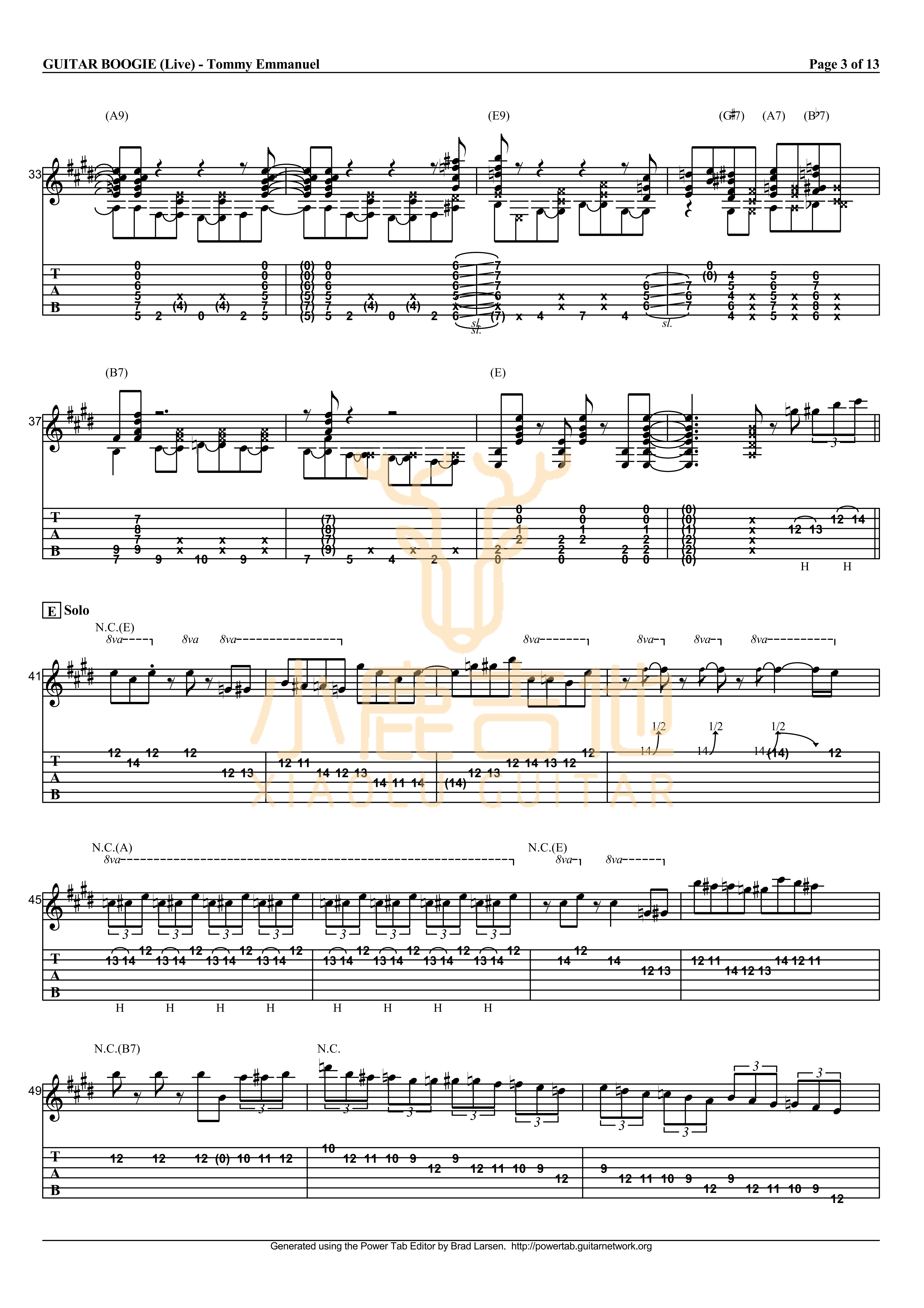 Tommy_Emmanuel_-_Guitar_Boogie拇指弹拨吉他六线谱_小鹿吉他制谱