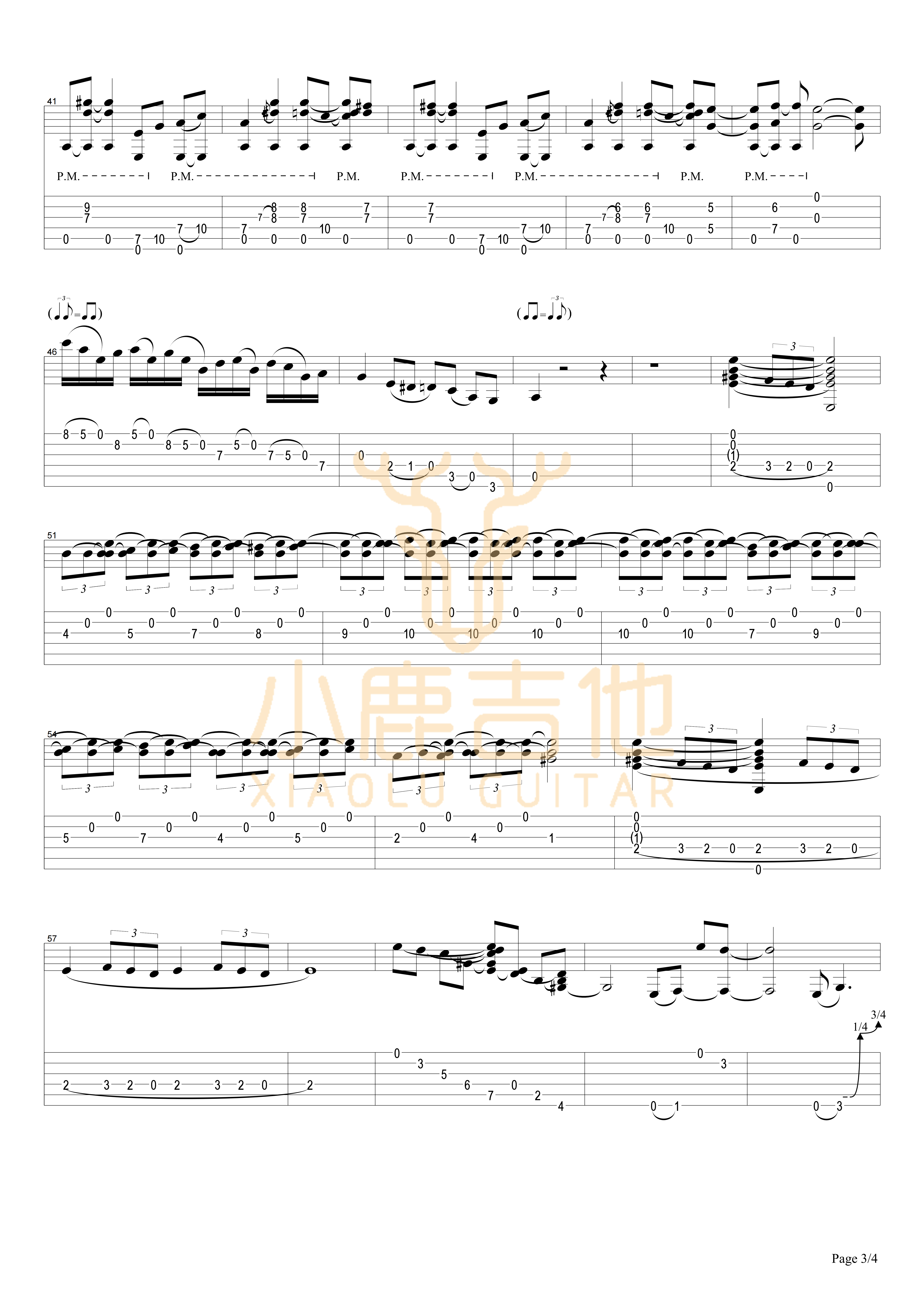Tommy_Emmanuel-House_Of_The_Rising_Sun-fragment拇指弹拨吉他六线谱-小鹿吉他编谱