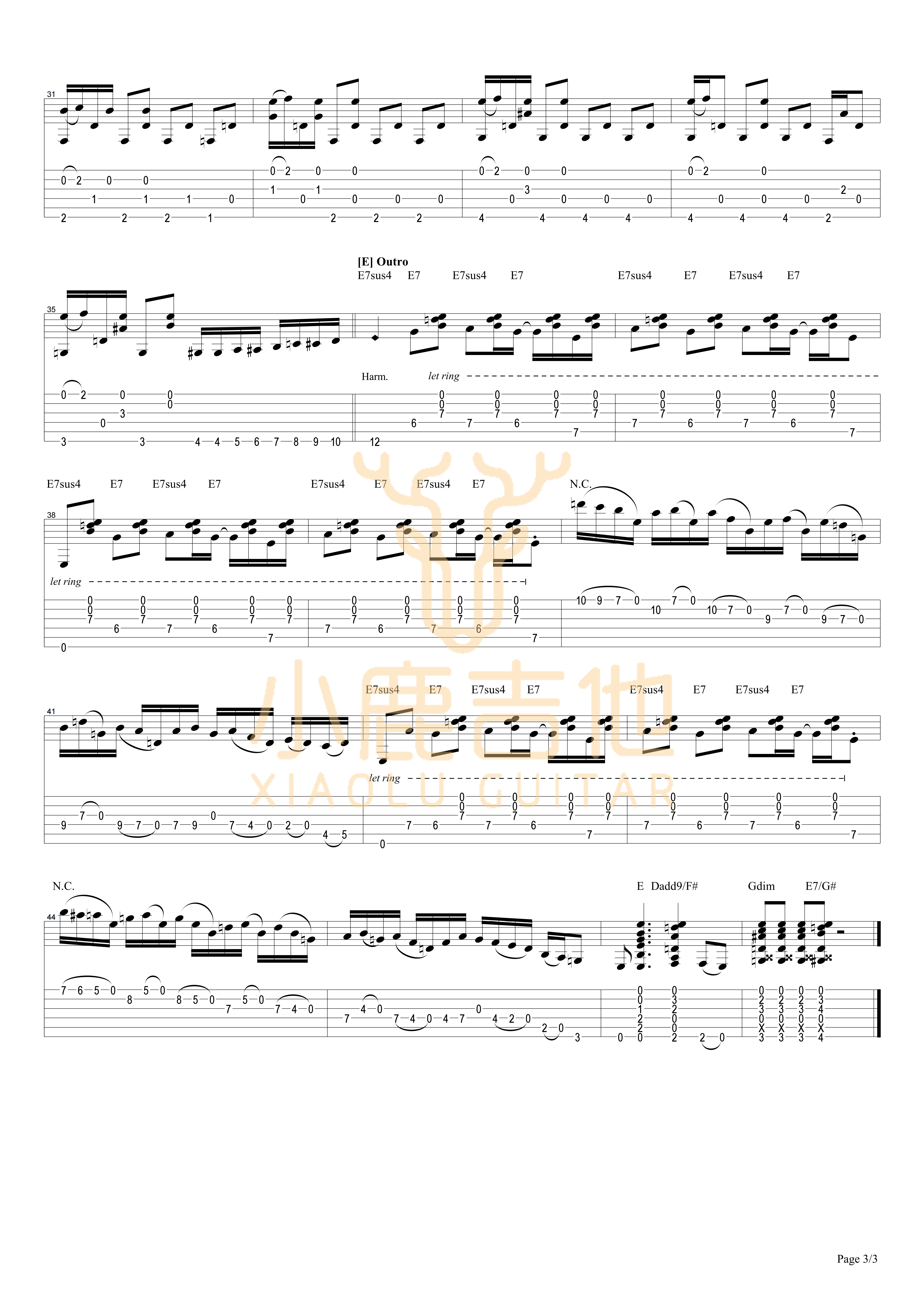Tommy_Emmanuel-I_Go_To_Rio拇指弹拨吉他六线谱-小鹿吉他编谱