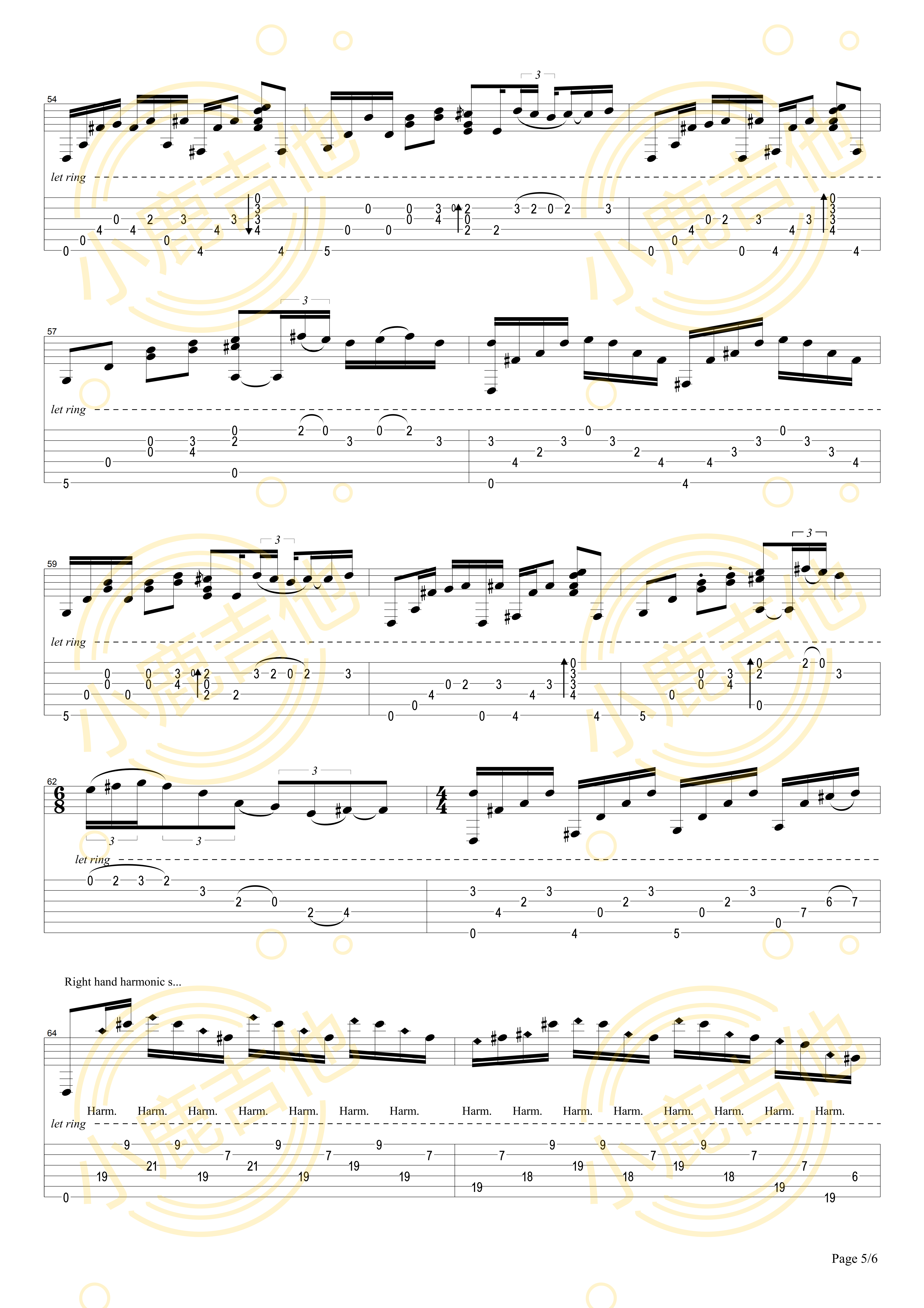 Tommy_Emmanuel_-_Imagine_Live_On_Youtube拇指弹拨吉他六线谱_小鹿吉他制谱