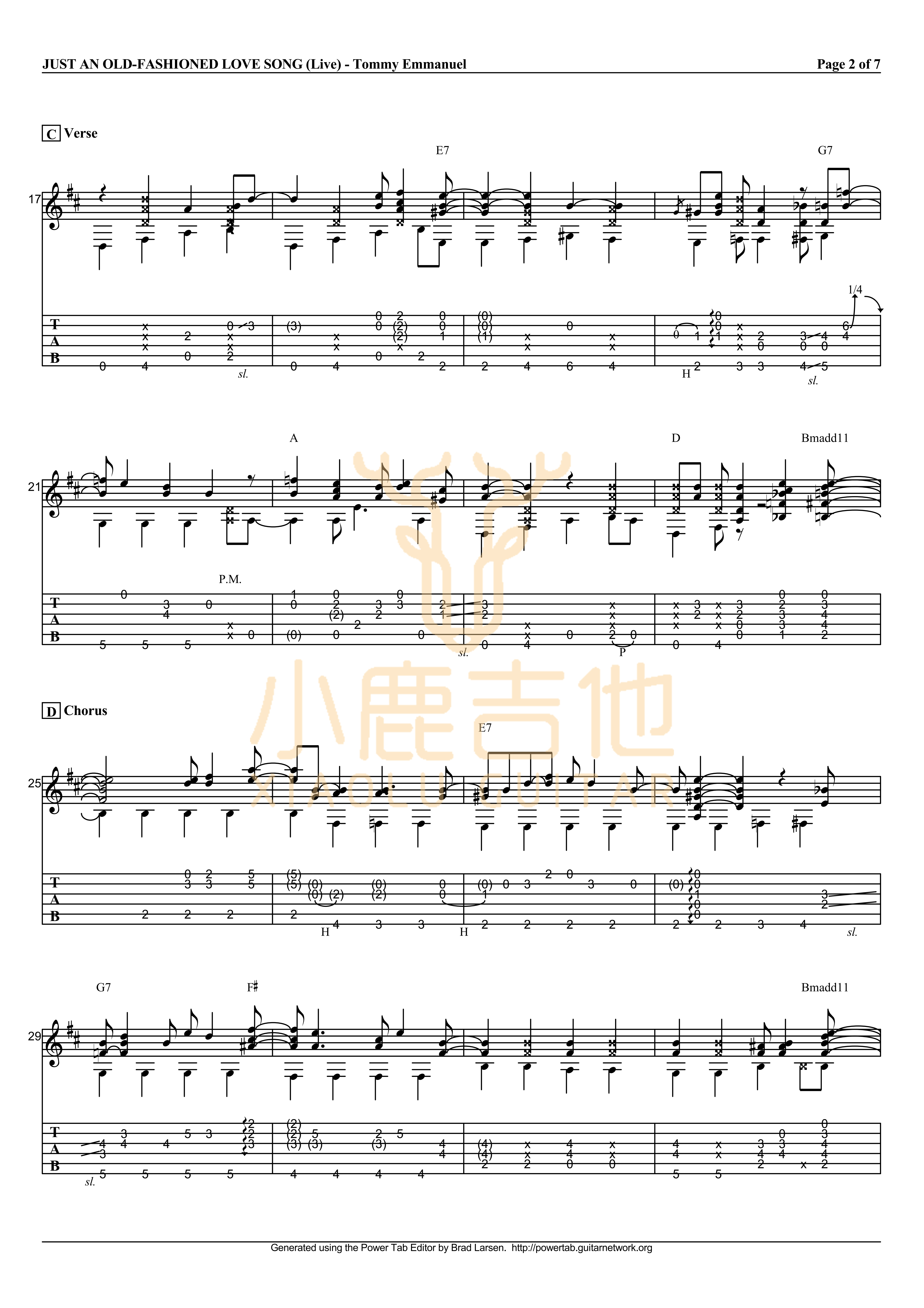 Tommy_Emmanuel《Just_An_Old-Fashioned_Love_Song》拇指弹拨吉他六线谱