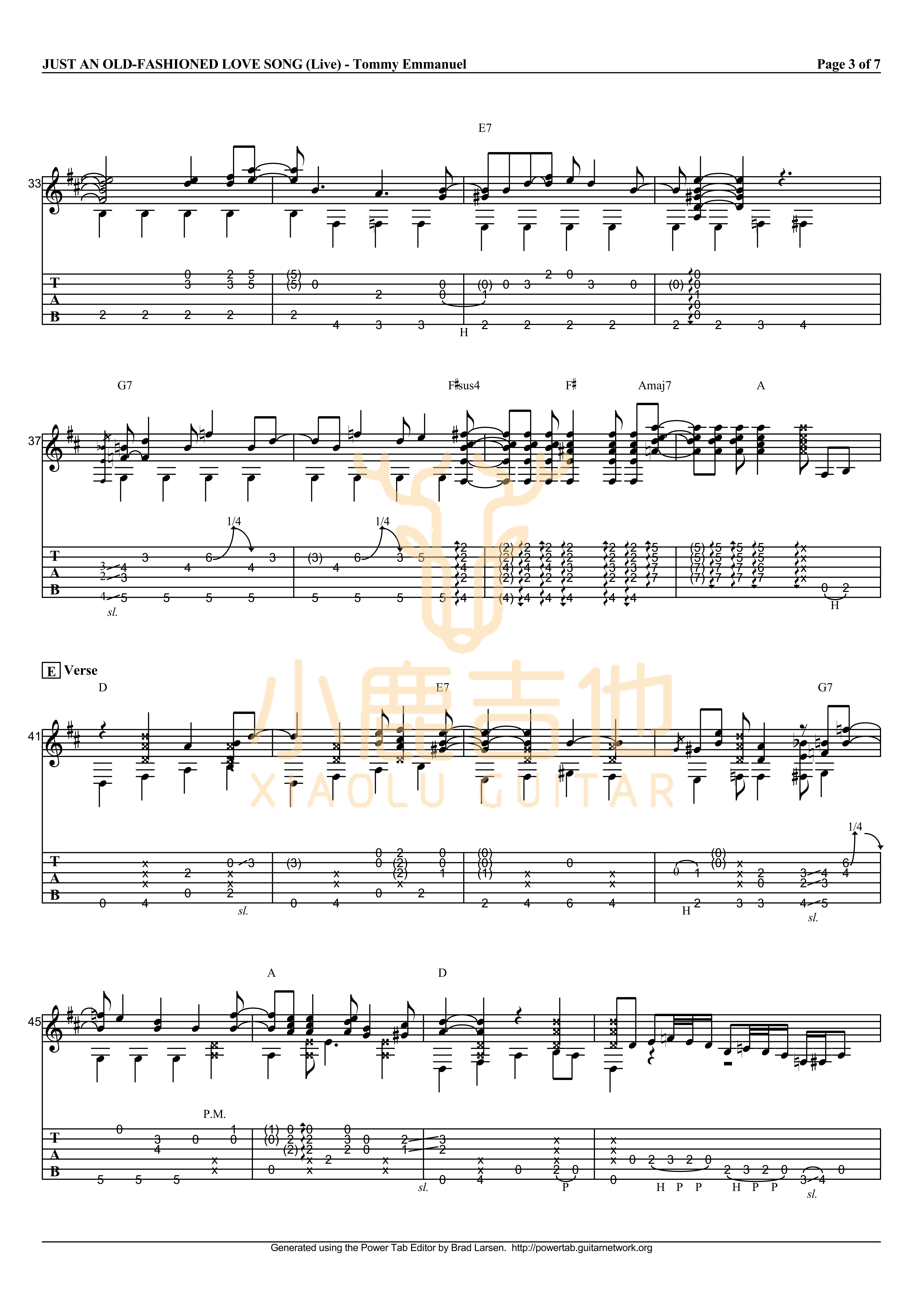 Tommy_Emmanuel《Just_An_Old-Fashioned_Love_Song》拇指弹拨吉他六线谱