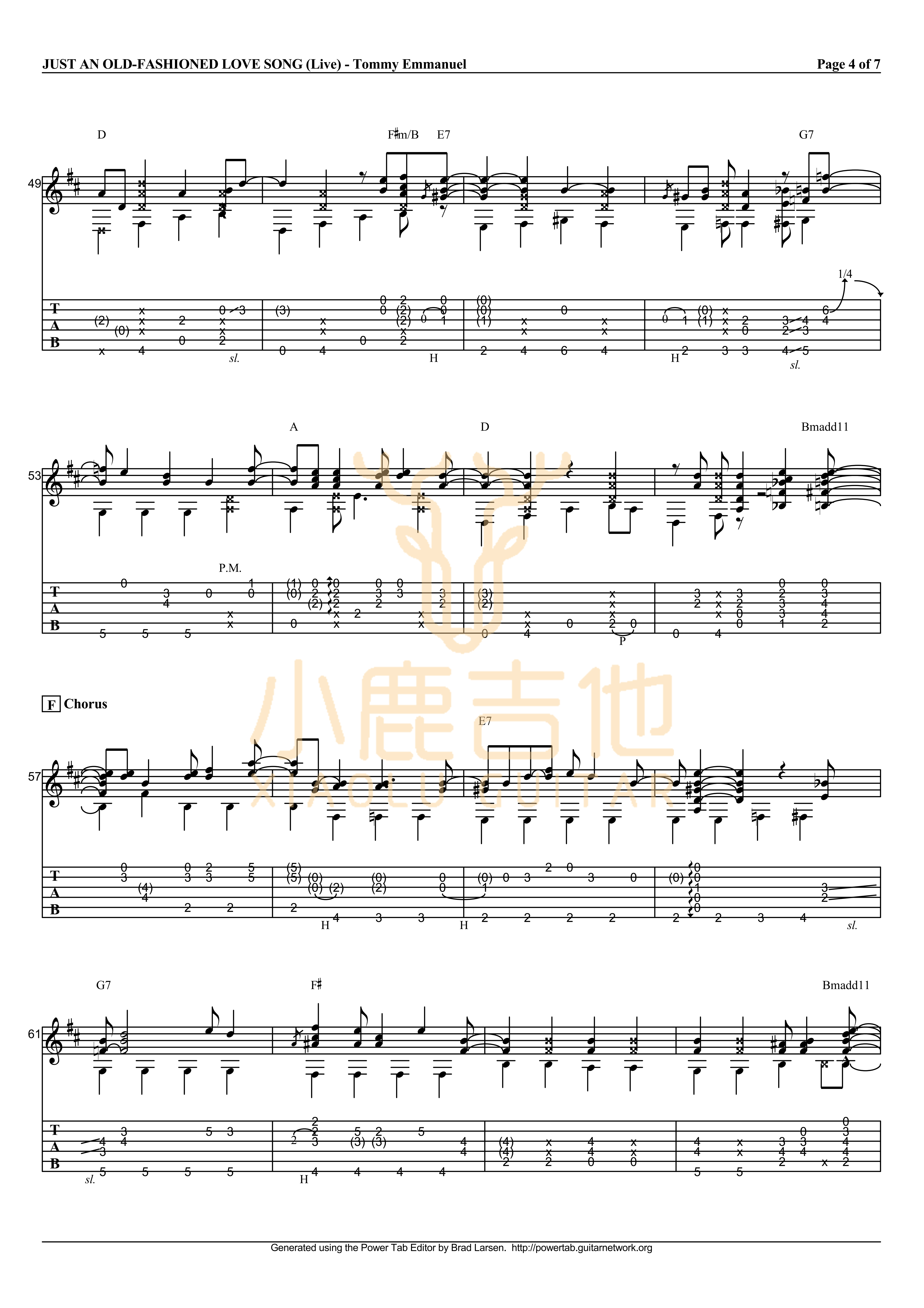 Tommy_Emmanuel《Just_An_Old-Fashioned_Love_Song》拇指弹拨吉他六线谱